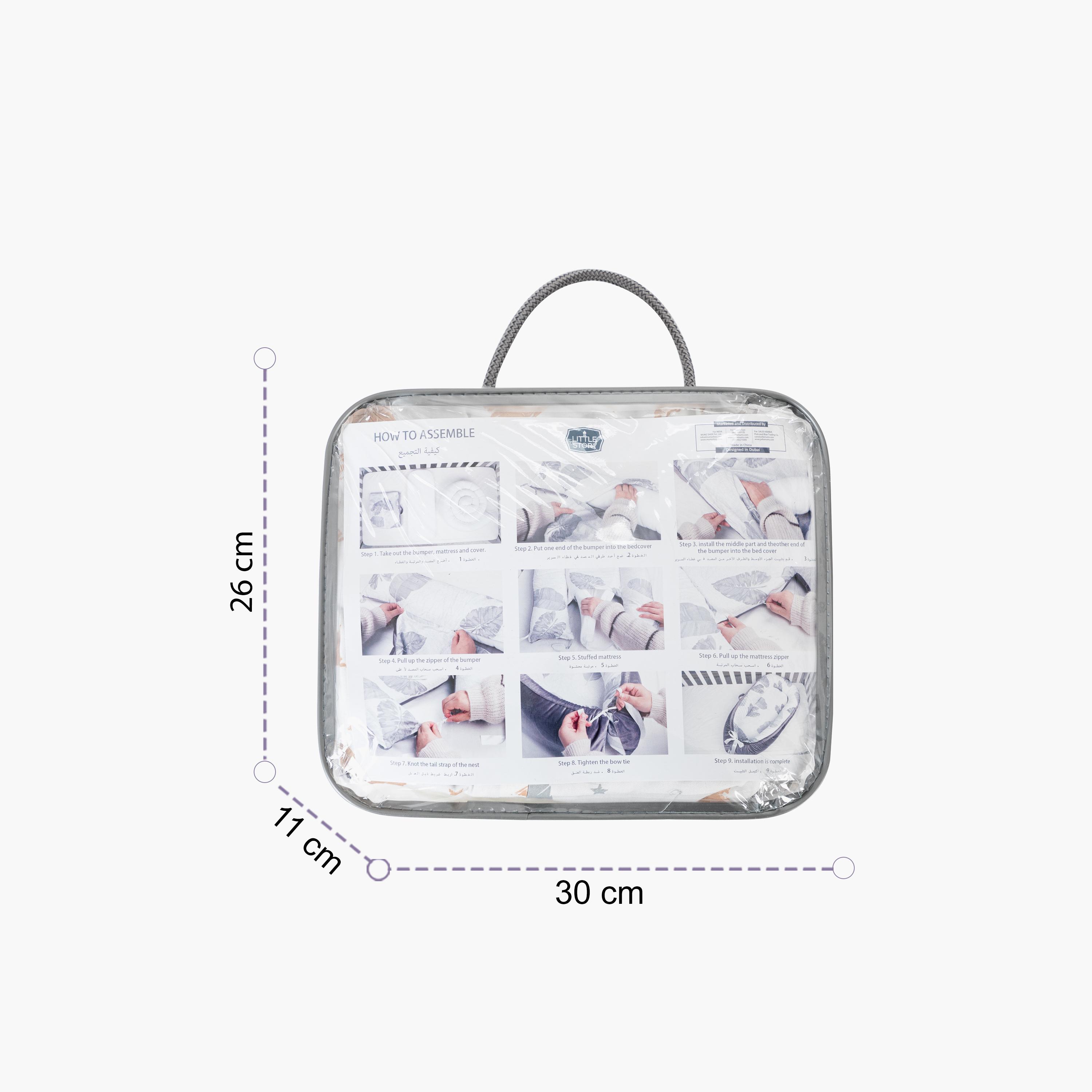 Little Story Soft Breathable Fiberfill Printed Lounger Bed - Reindeer - Newborn-baby-nursery-babybedding-image-2