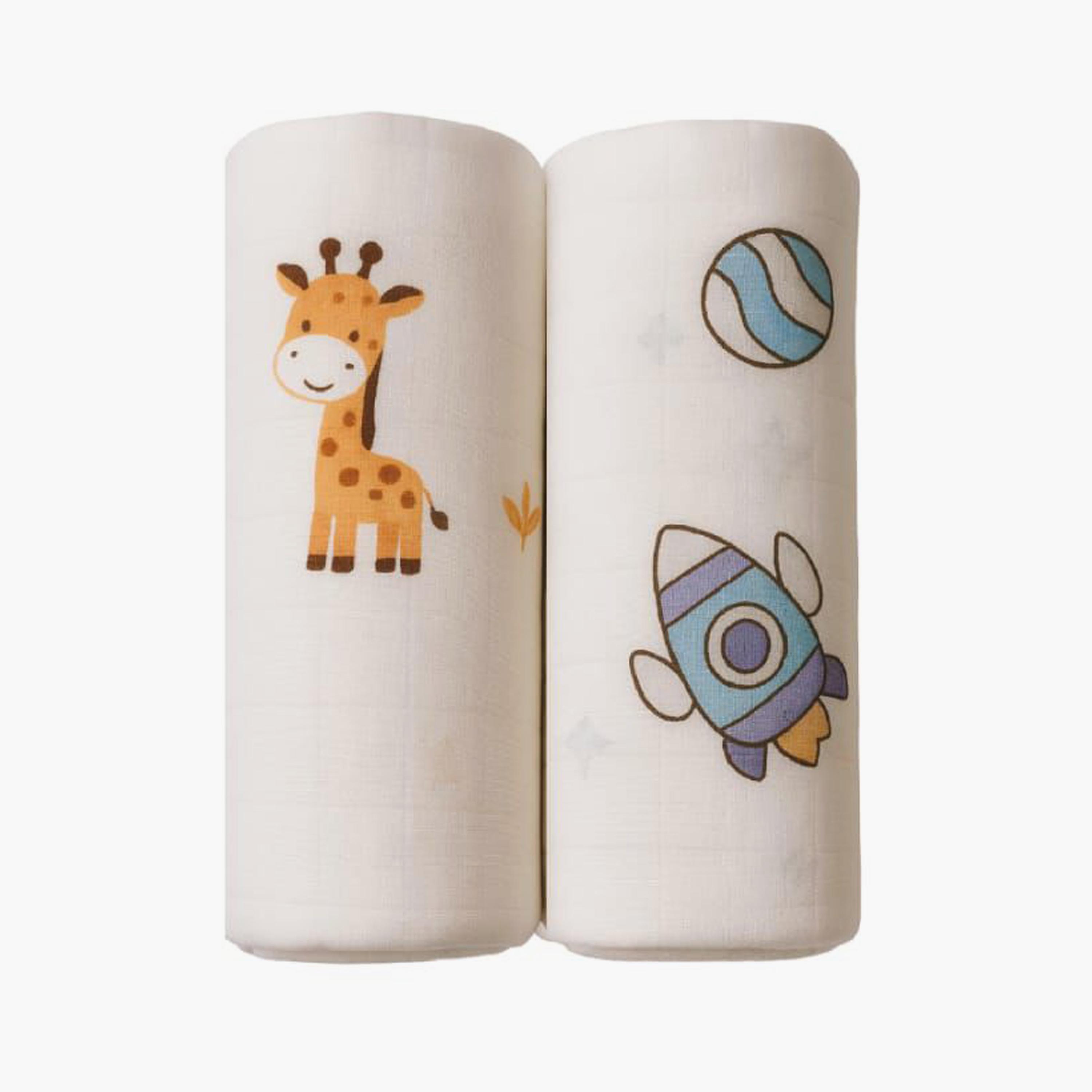 Kinder Valley 2-Piece Gentle Bamboo Muslin Swaddle Set - Safari-baby-nursery-blanketsandswaddles-blanketsandquilts-image-1