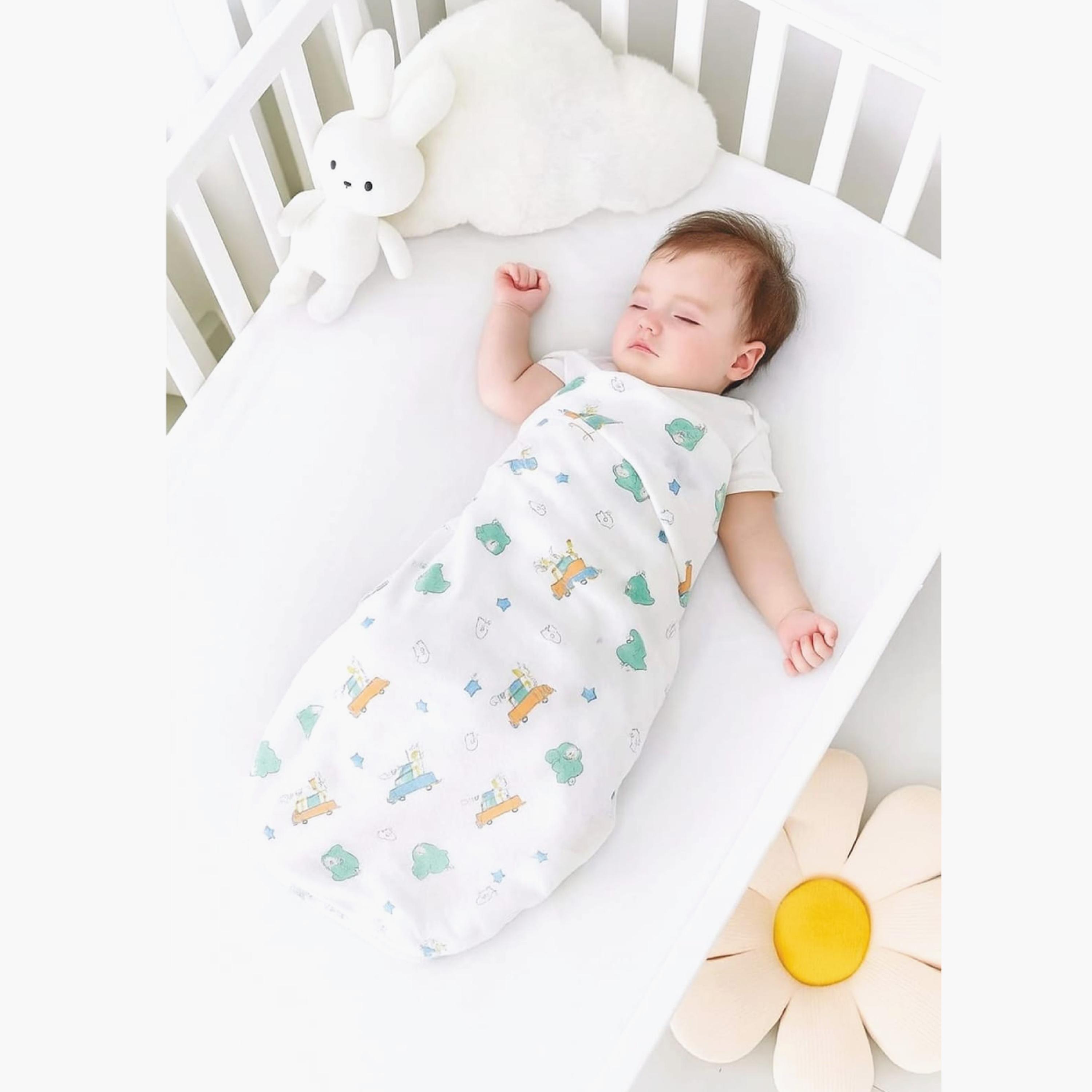 طقم قماط من الموسلين والخيزران اللطيف قطعتان من كيندر فالي - بنمط حيوانات-baby-nursery-blanketsandswaddles-blanketsandquilts-image-3