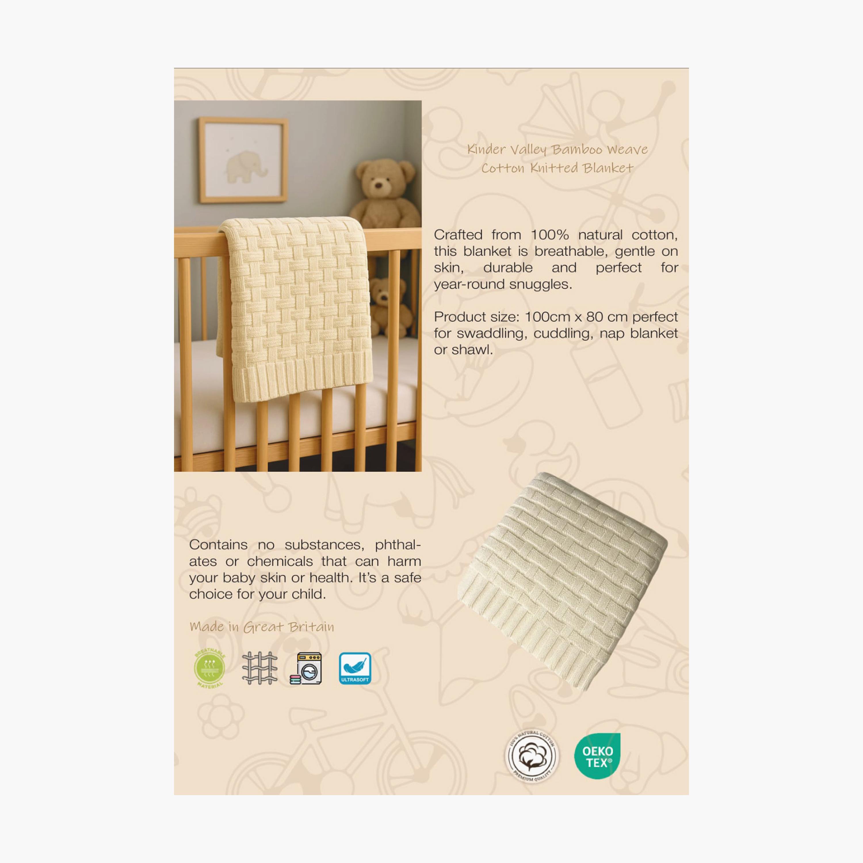 Kinder Valley 100% Natural Cotton Knitted Blanket - Beige-baby-nursery-blanketsandswaddles-blanketsandquilts-image-4