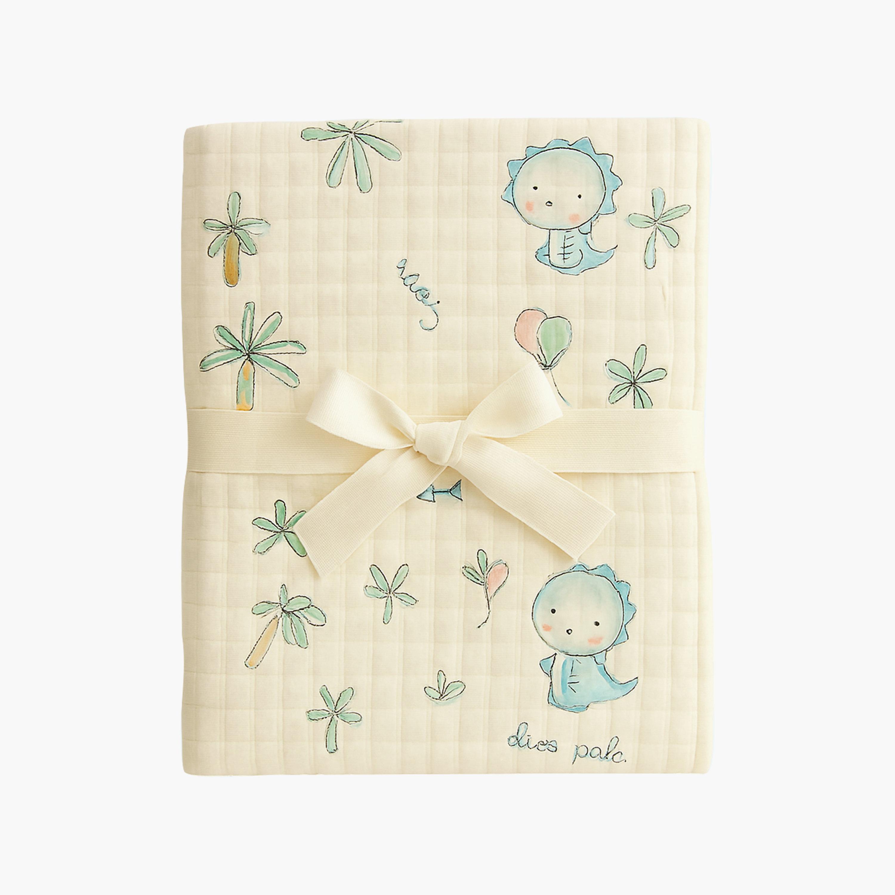 Kinder Valley 100% Natural Organic Cotton Muslin Blanket - Dino-baby-nursery-blanketsandswaddles-blanketsandquilts-image-1