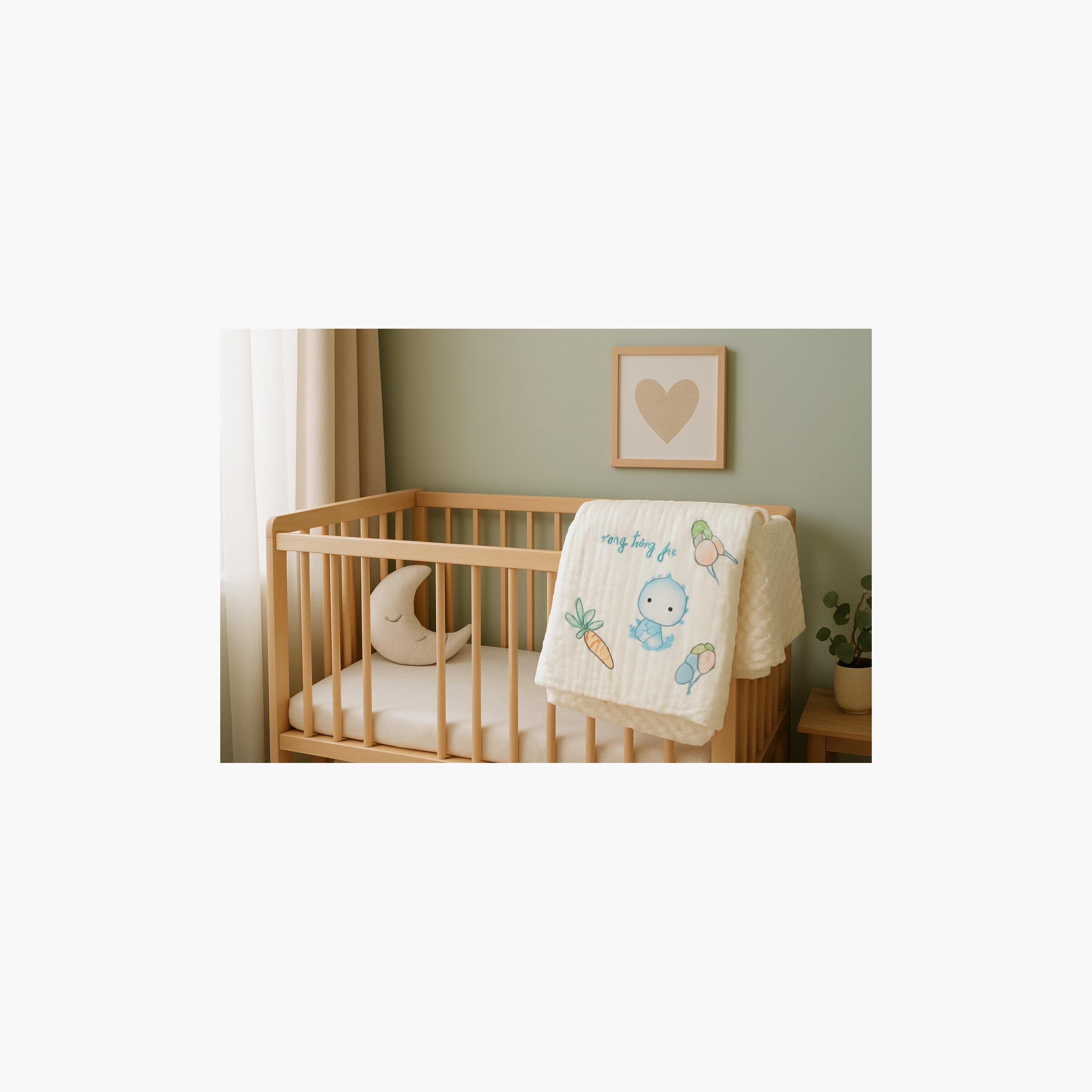 Kinder Valley 100% Natural Organic Cotton Muslin Blanket - Dino-baby-nursery-blanketsandswaddles-blanketsandquilts-image-2