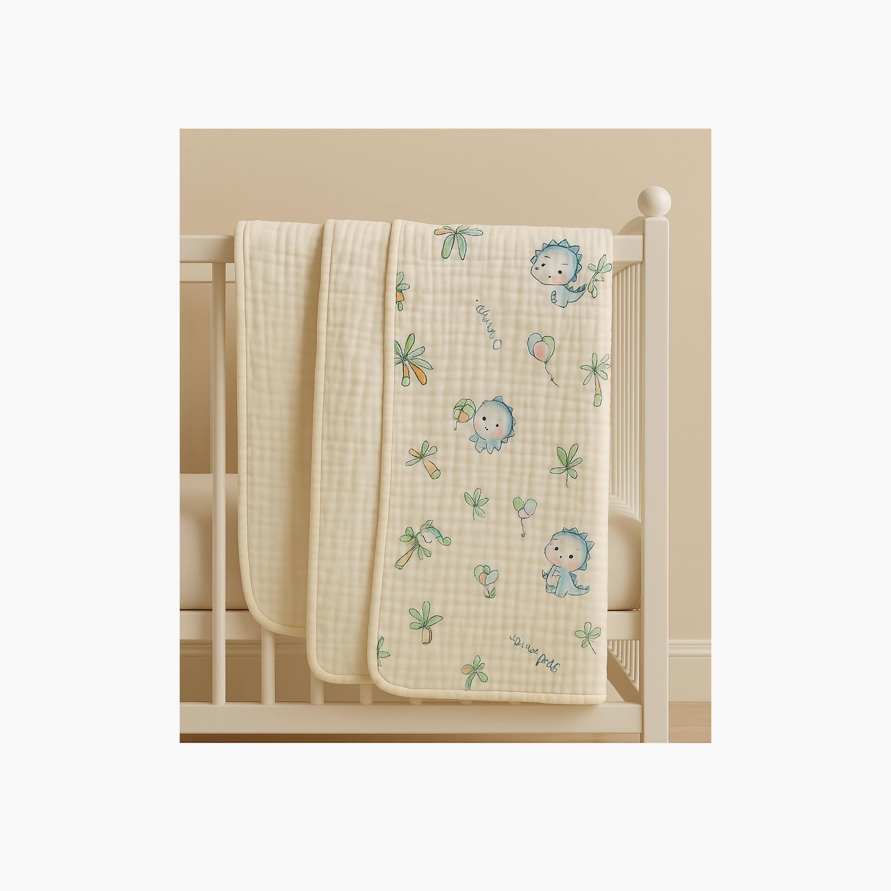 Kinder Valley 100% Natural Organic Cotton Muslin Blanket - Dino-baby-nursery-blanketsandswaddles-blanketsandquilts-image-3
