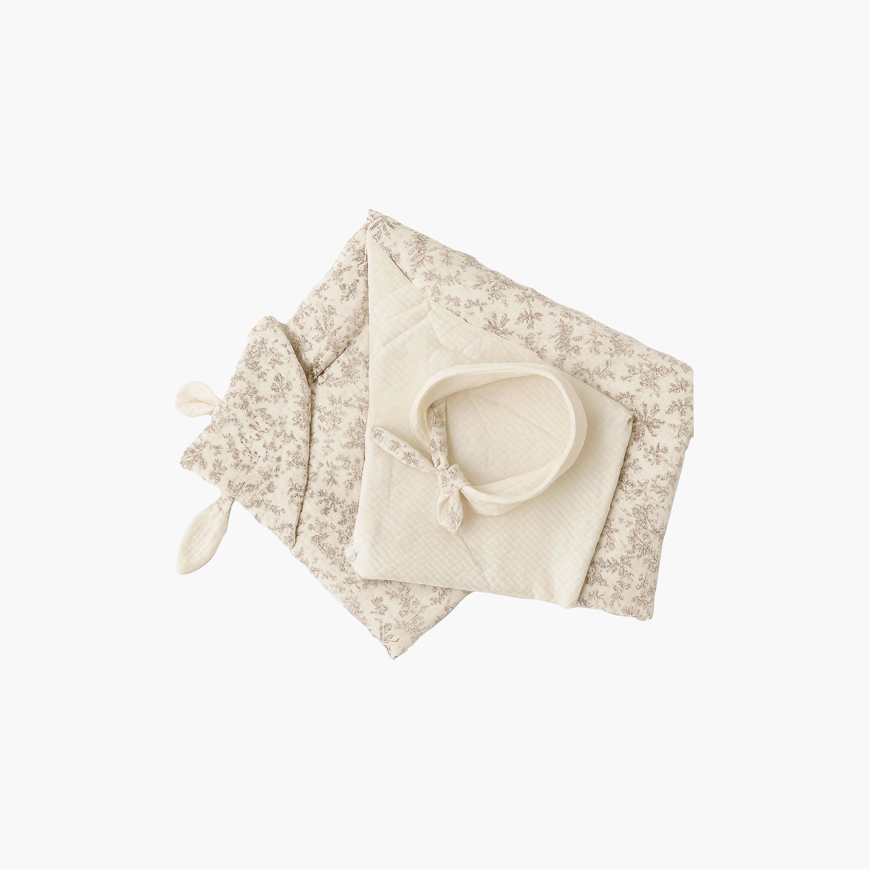Kinder Valley 100% Organic Cotton Hooded Muslin Blanket - Botanical Print-baby-nursery-blanketsandswaddles-swaddlesandsleepingbags-image-1