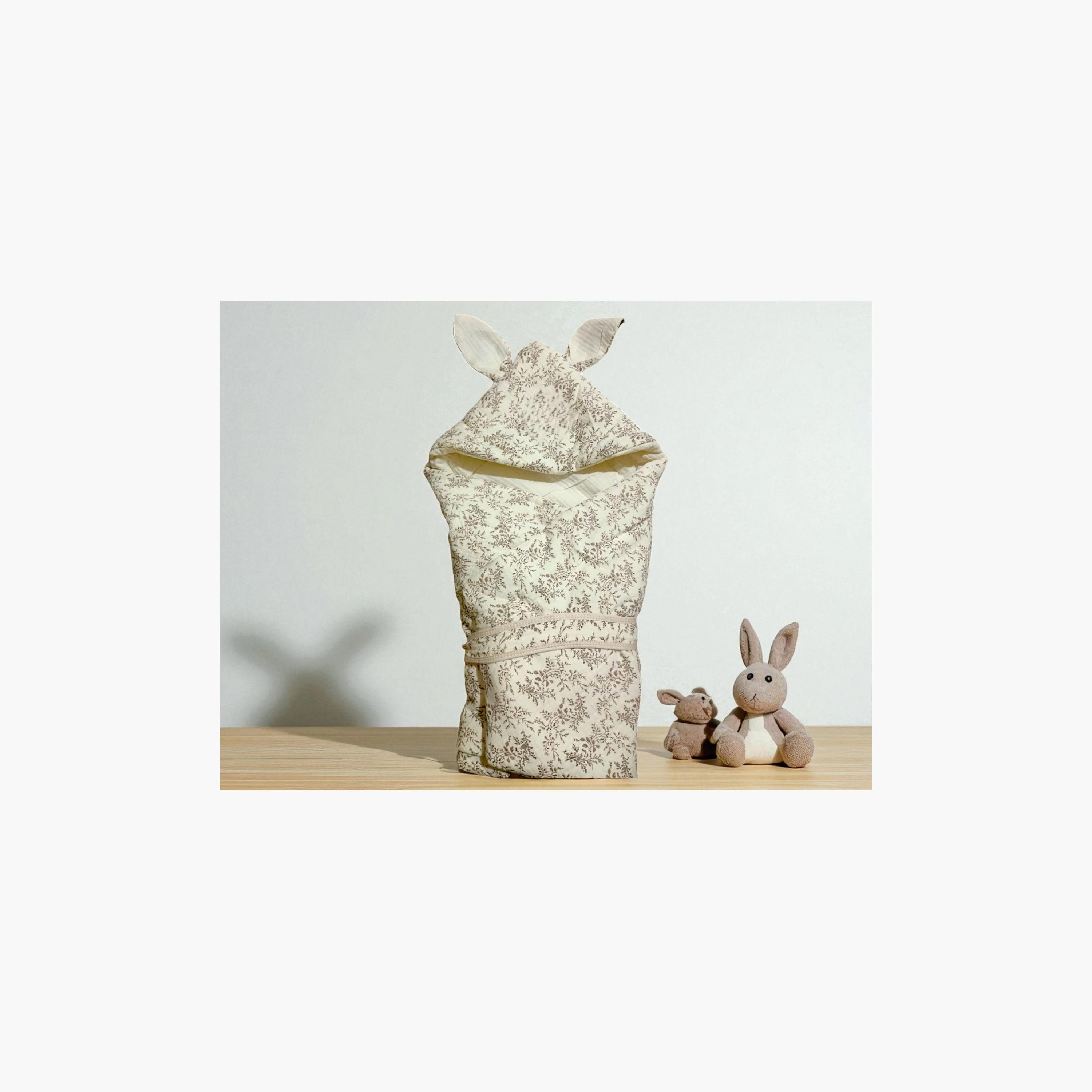 Kinder Valley 100% Organic Cotton Hooded Muslin Blanket - Botanical Print-baby-nursery-blanketsandswaddles-swaddlesandsleepingbags-image-3