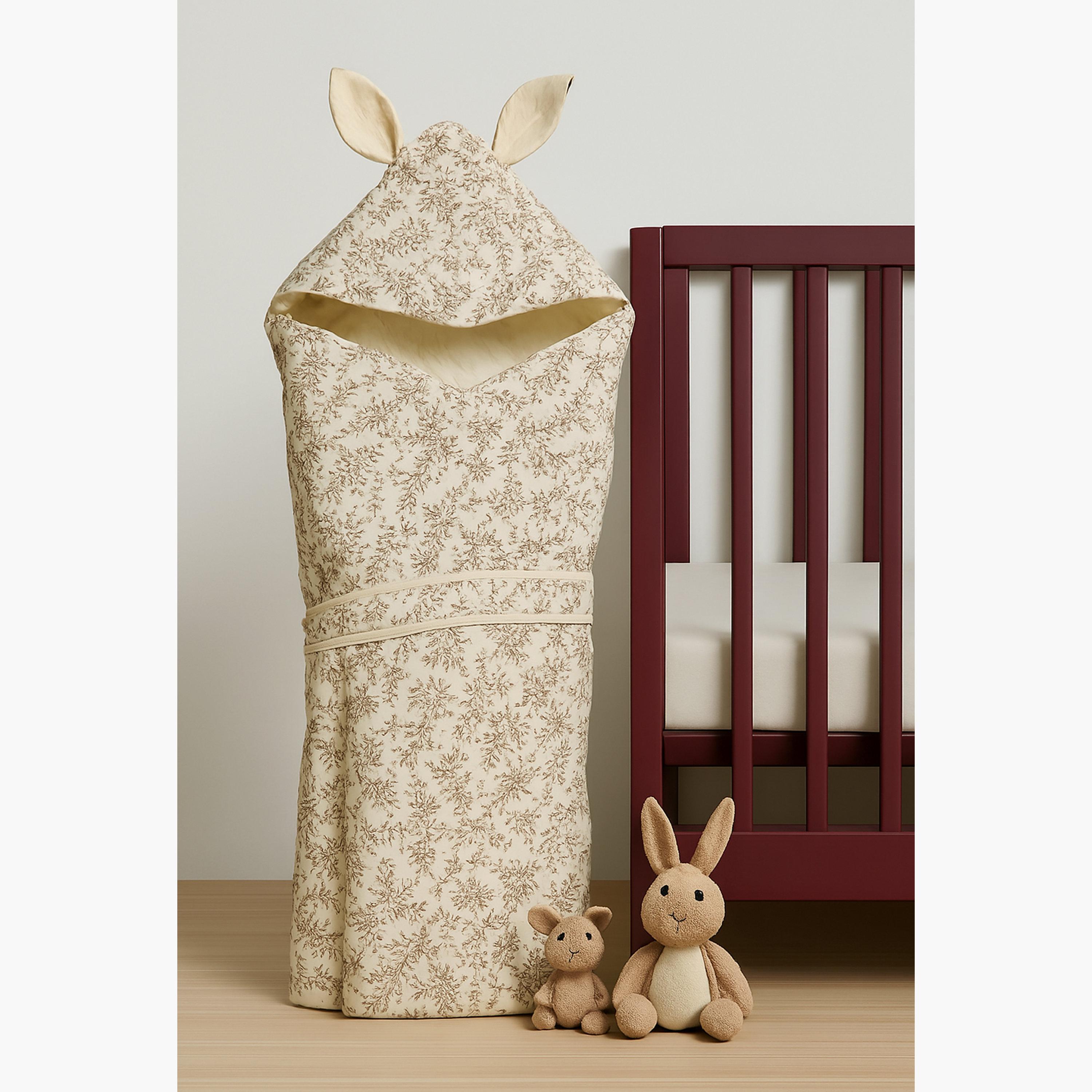 Kinder Valley 100% Organic Cotton Hooded Muslin Blanket - Botanical Print-baby-nursery-blanketsandswaddles-swaddlesandsleepingbags-image-4