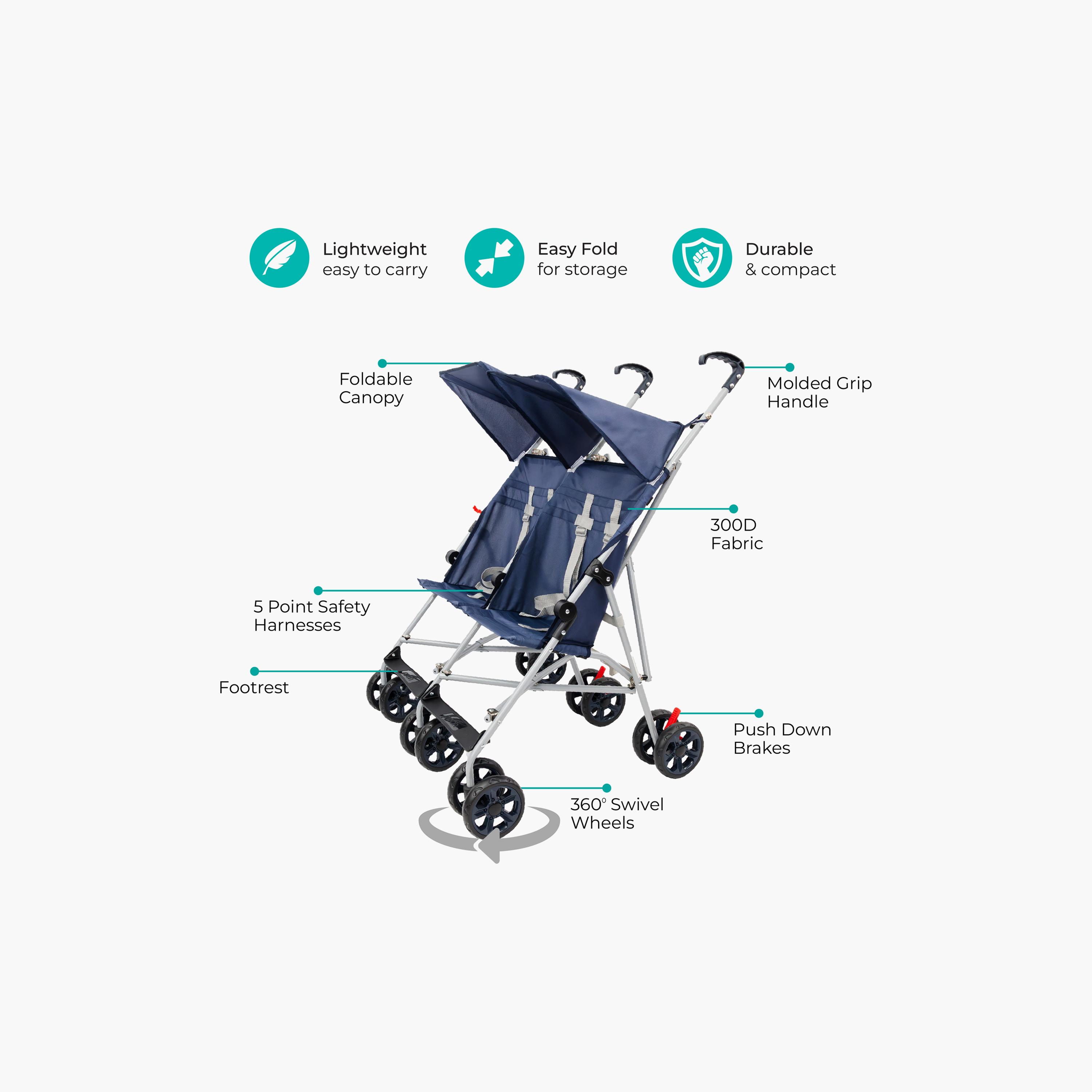 Moon Jet Plus Twin Lightweight Travel Strollers - 6 Months+-baby-gear-strollersandprams-strollers-image-4
