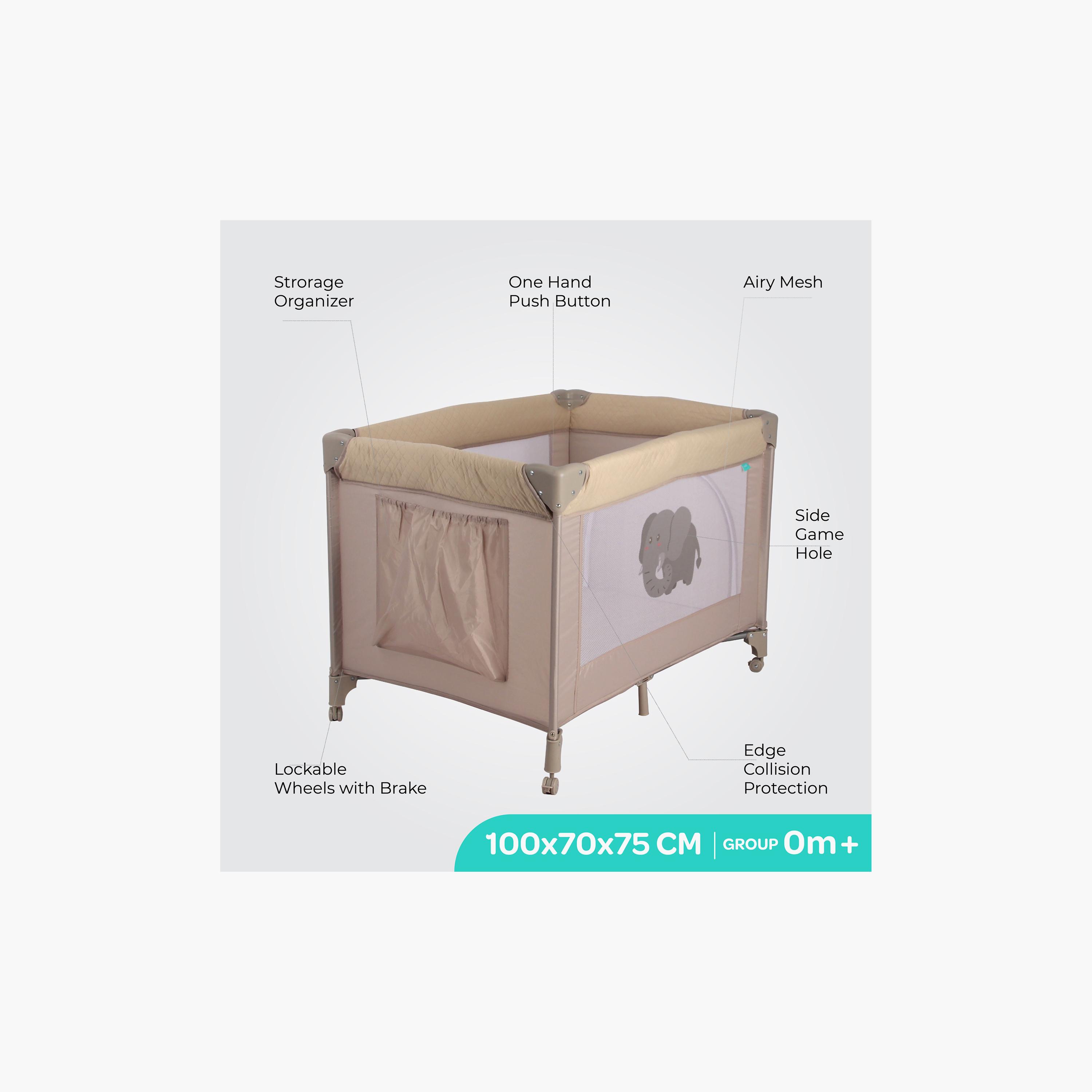Moon Kidora Easy-Fold Playpen with Wheels, Storage & Edge Protection - Beige - 0 Months+-baby-infantactivity-playpensandplaymats-image-2
