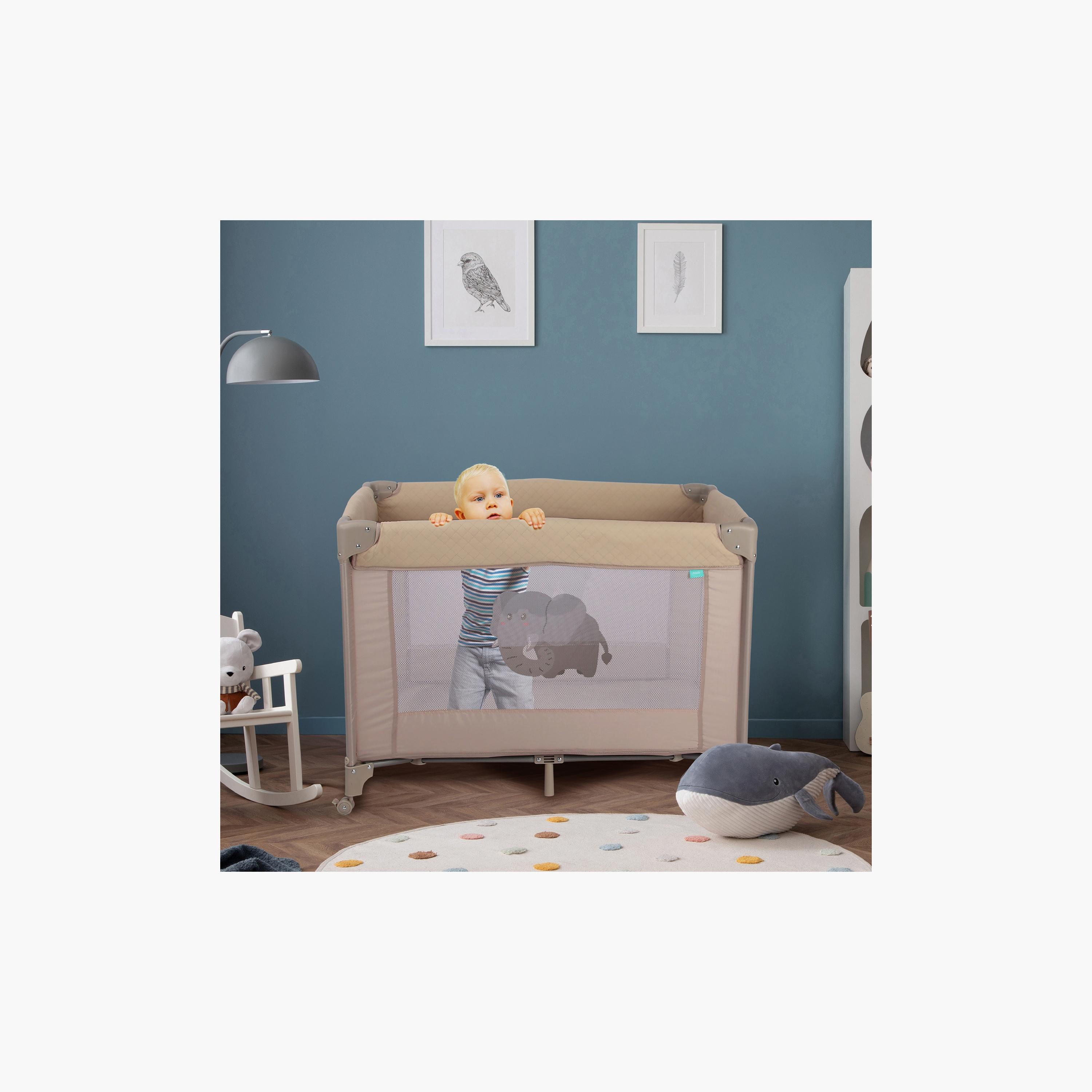 Moon Kidora Easy-Fold Playpen with Wheels, Storage & Edge Protection - Beige - 0 Months+-baby-infantactivity-playpensandplaymats-image-3