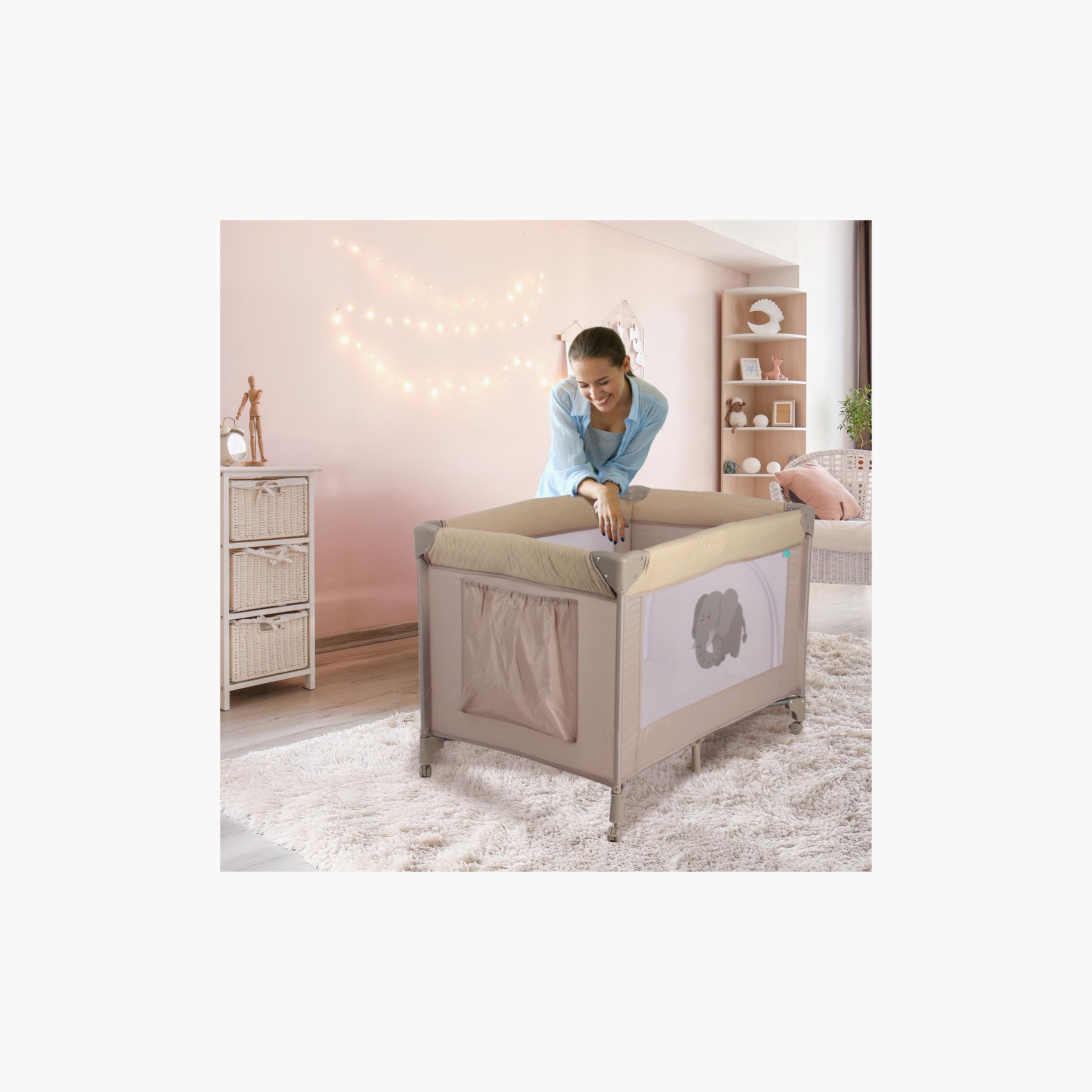 Moon Kidora Easy-Fold Playpen with Wheels, Storage & Edge Protection - Beige - 0 Months+-baby-infantactivity-playpensandplaymats-image-4