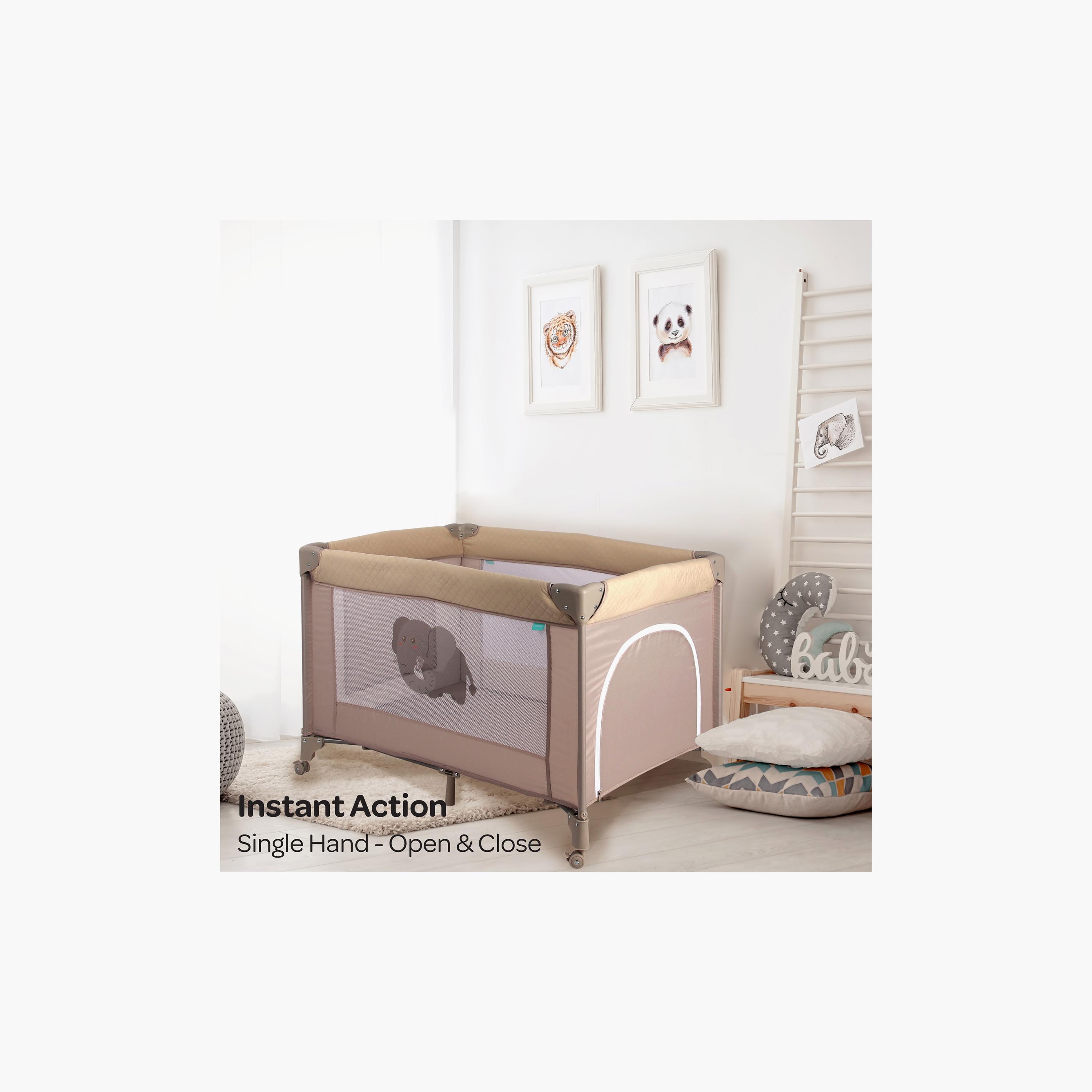 Moon Kidora Easy-Fold Playpen with Wheels, Storage & Edge Protection - Beige - 0 Months+-baby-infantactivity-playpensandplaymats-image-5