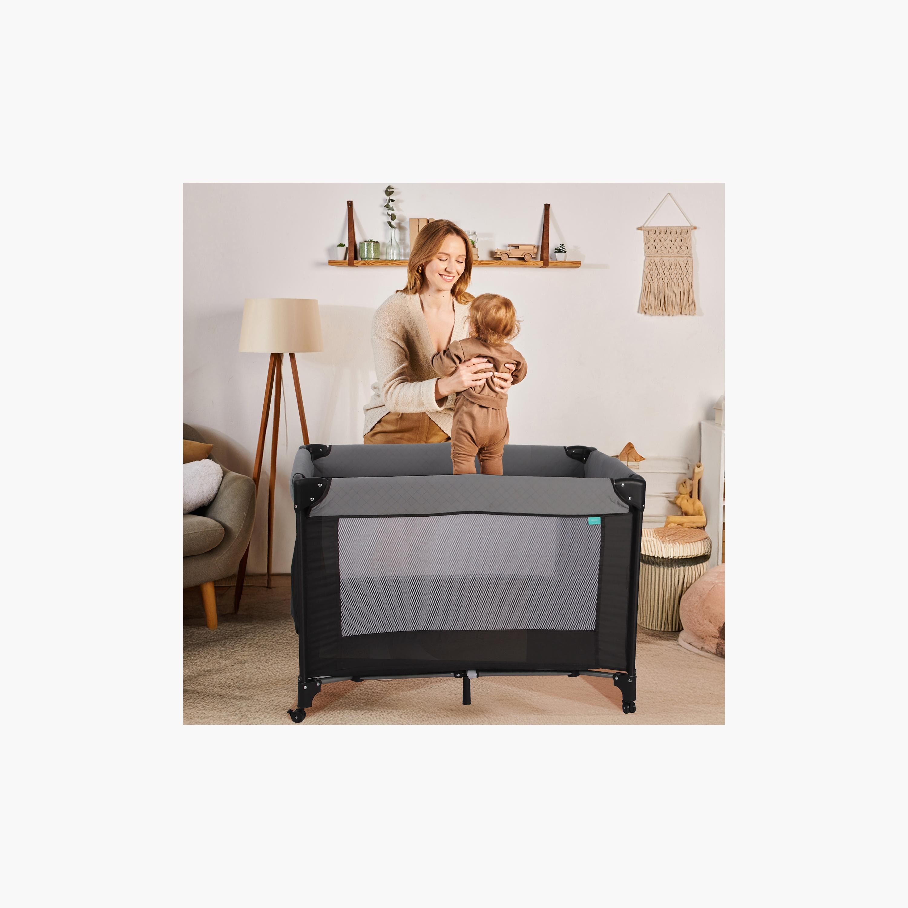 Moon Kidora Easy-Fold Playpen with Wheels, Storage & Edge Protection - Black - 0 Months+-baby-infantactivity-playpensandplaymats-image-3