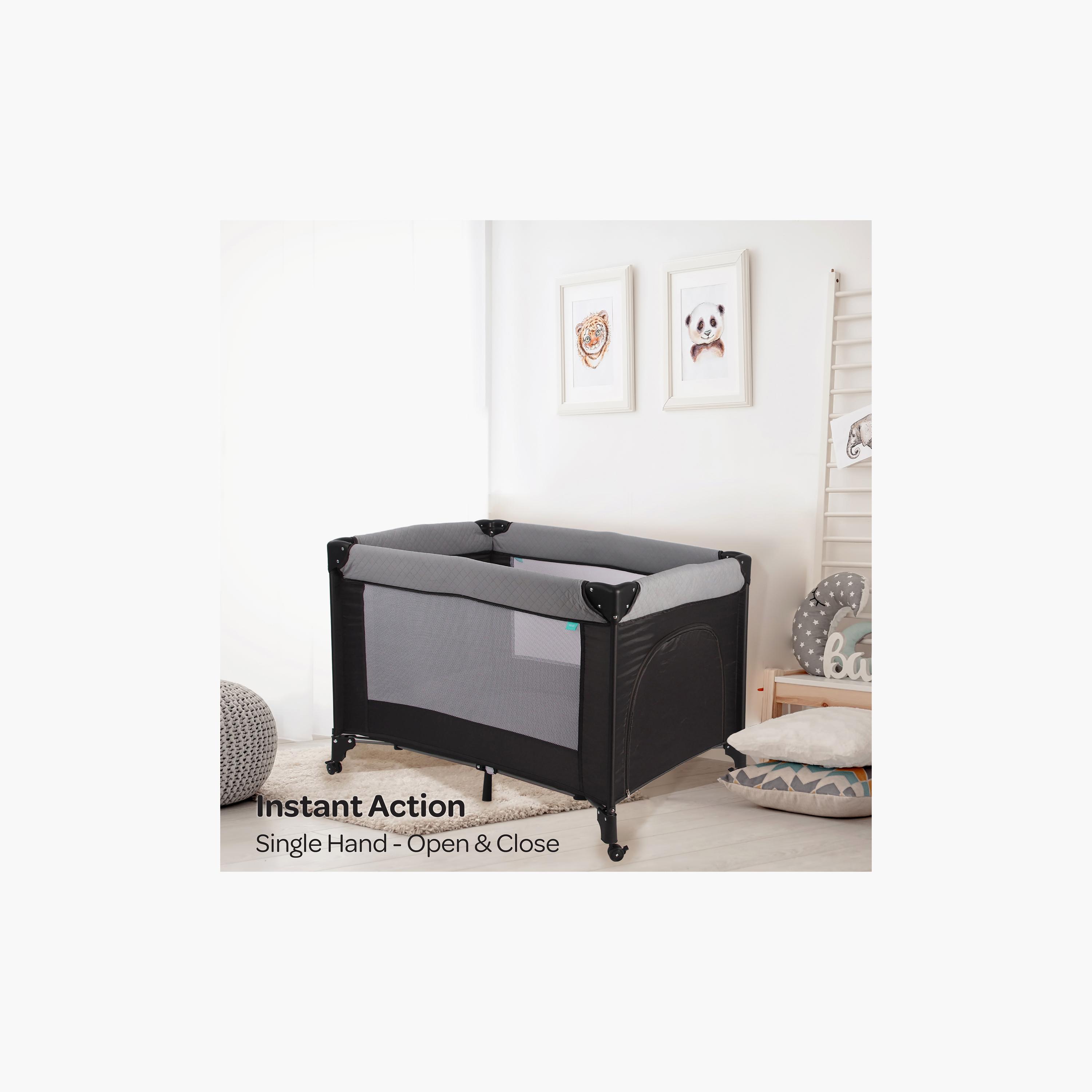 Moon Kidora Easy-Fold Playpen with Wheels, Storage & Edge Protection - Black - 0 Months+-baby-infantactivity-playpensandplaymats-image-5