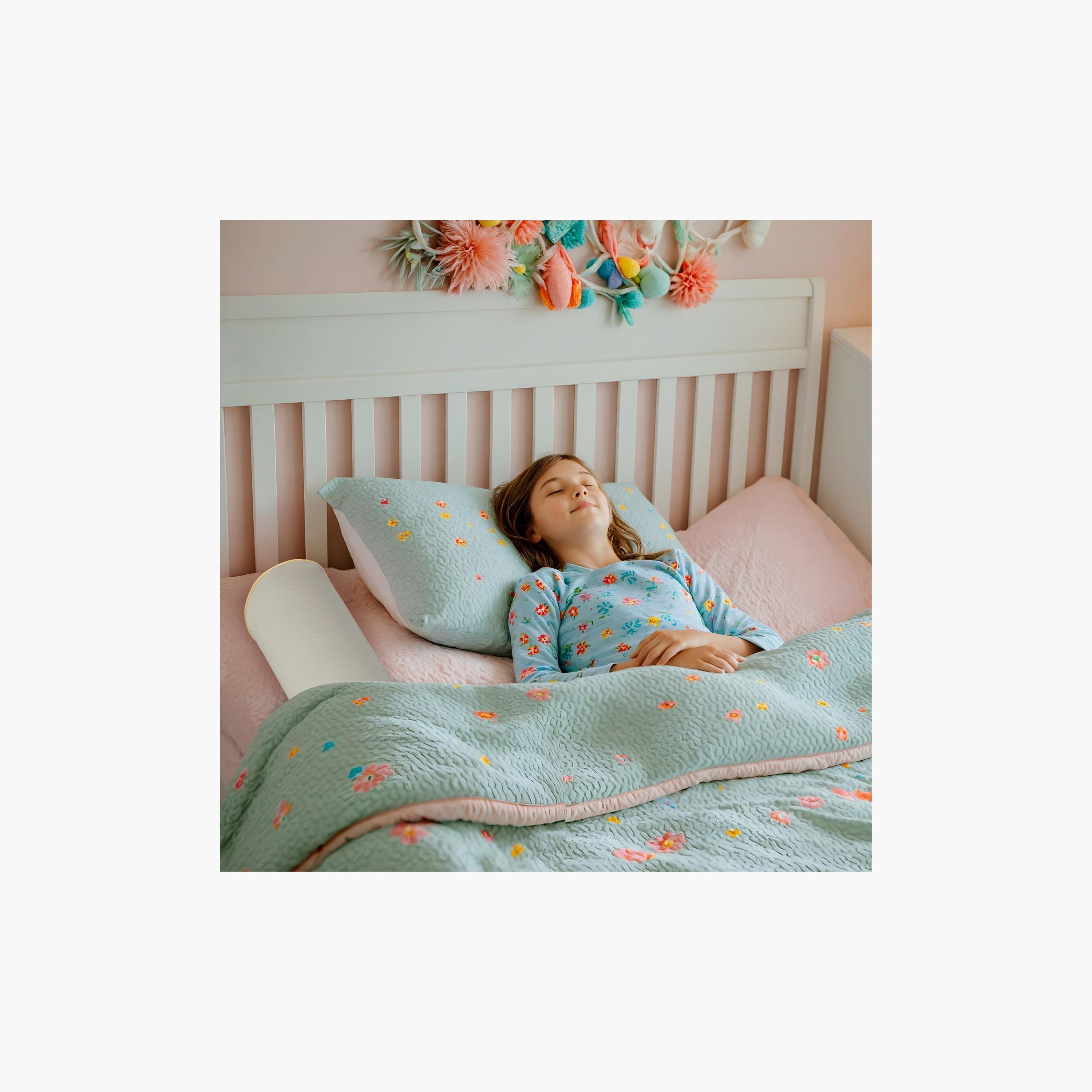 Moon 2-Piece Organic Toddler Half Moon Bed Bumper - White-baby-nursery-mattresses-image-2