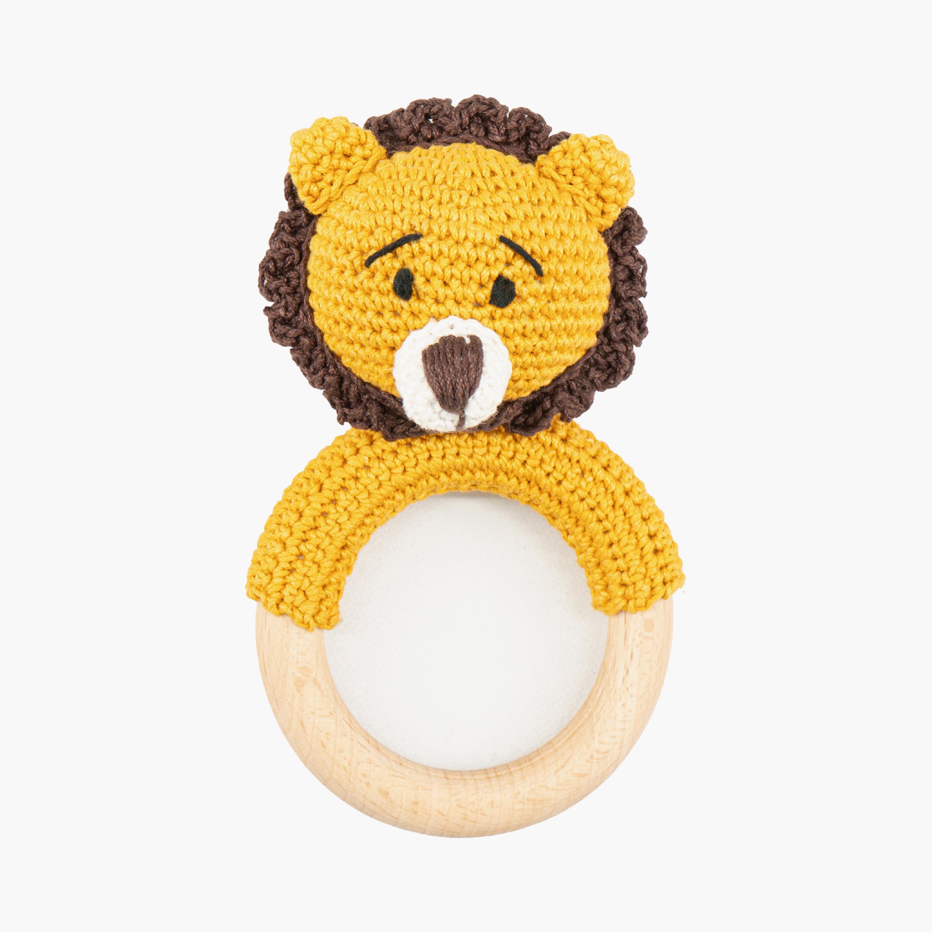 خشخيشة على شكل حلقة مصنوعة يدوياً من الكروشيه من مون - بتصميم أسد-toys-babyandtoddlertoys-rattlesandteethers-image-7