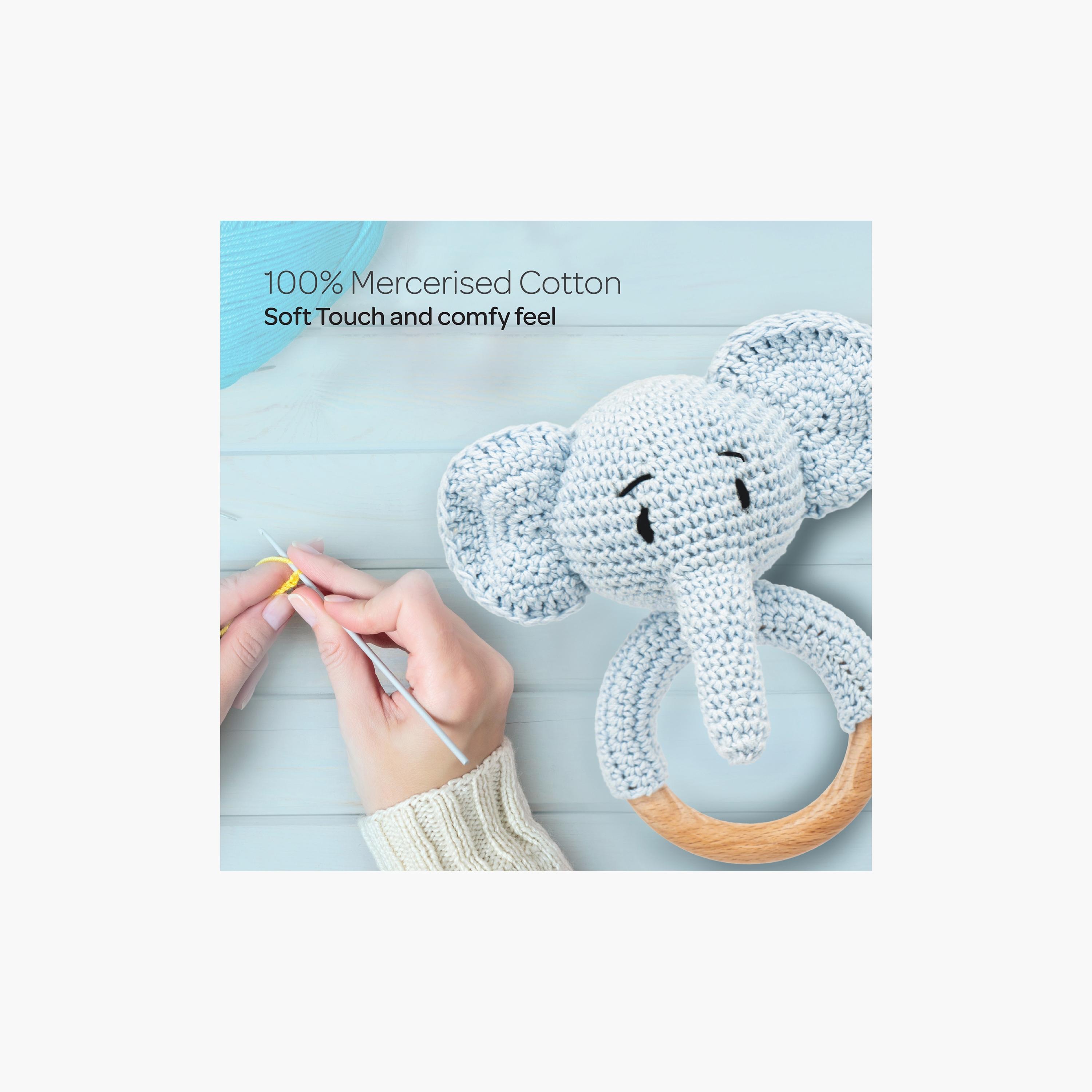 Moon Handcrafted Crochet Ring Rattle Toy - Elephant-toys-babyandtoddlertoys-rattlesandteethers-image-2