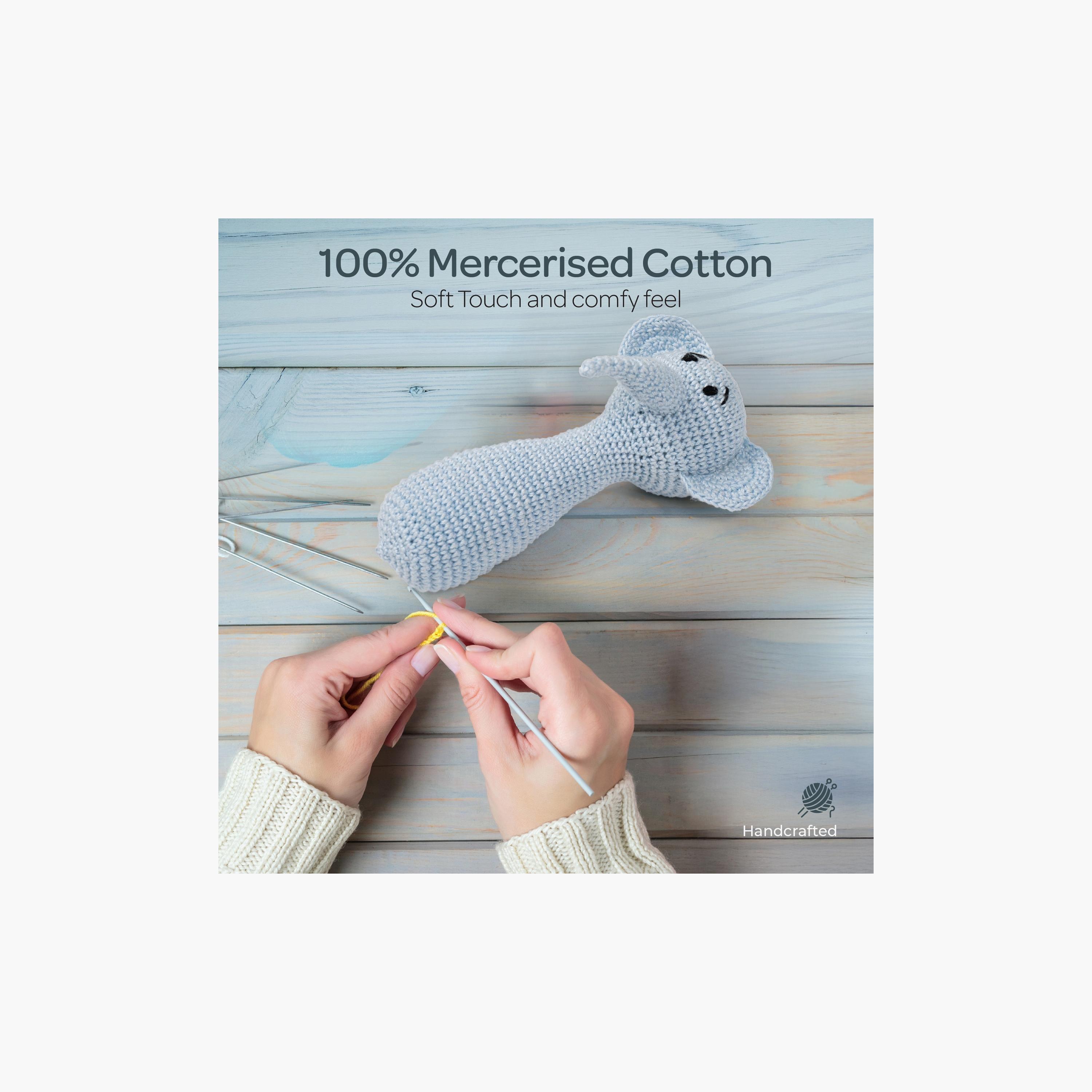 Moon Handcrafted Crochet Knitted Loop Rattle - 0 Months+ - Elephant-toys-babyandtoddlertoys-rattlesandteethers-image-2