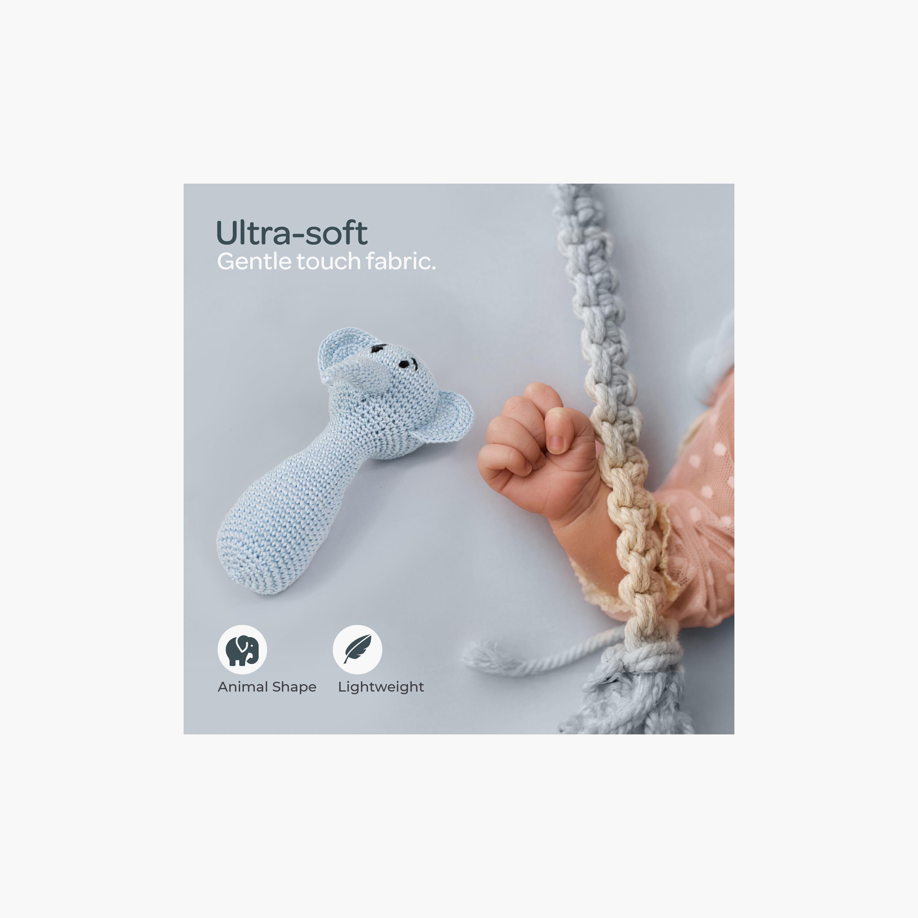 Moon Handcrafted Crochet Knitted Loop Rattle - 0 Months+ - Elephant-toys-babyandtoddlertoys-rattlesandteethers-image-4