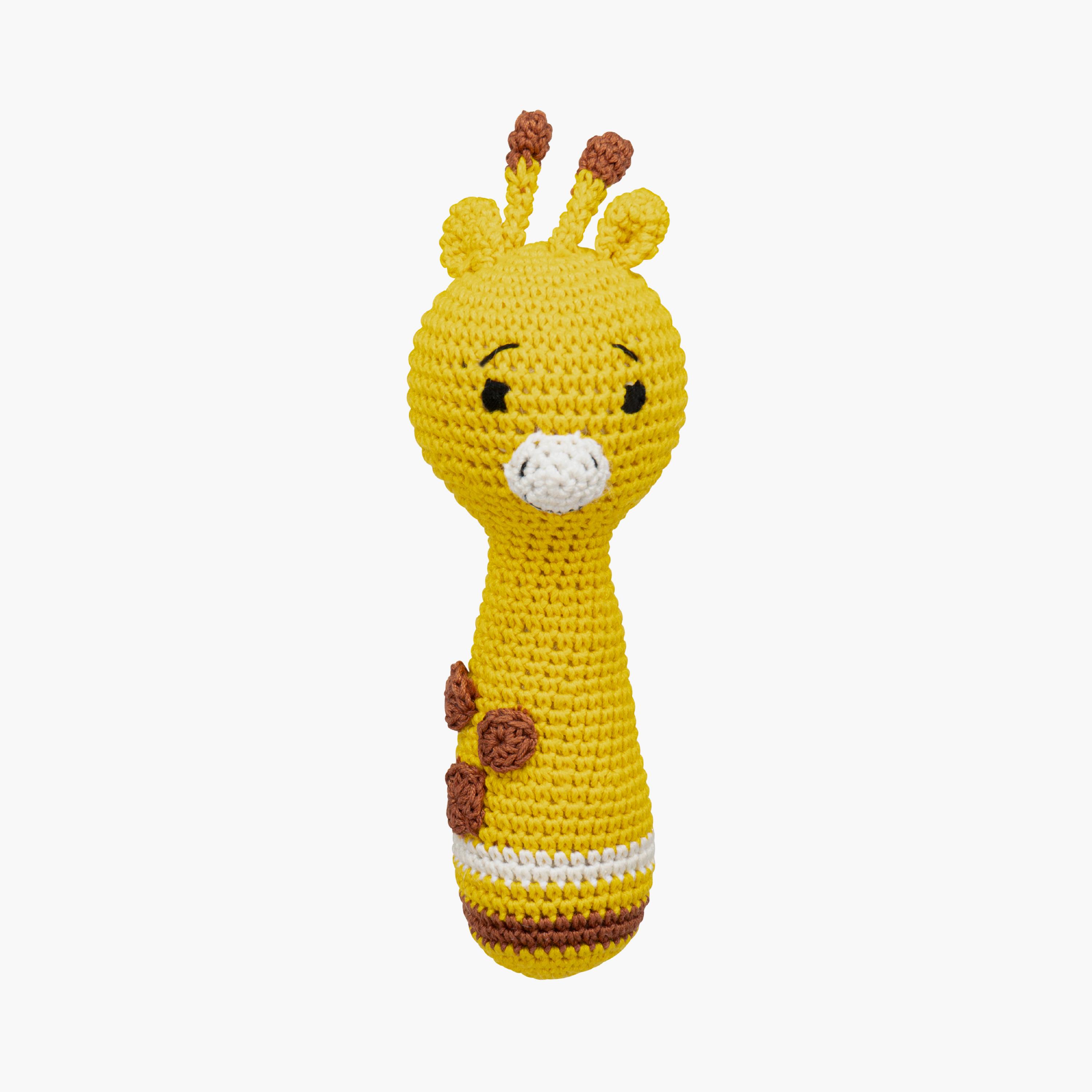 خشخيشة يدوية الصنع بحلقة كروشيه محبوكة من مون - 0 أشهر+ - زرافة-toys-babyandtoddlertoys-rattlesandteethers-image-1