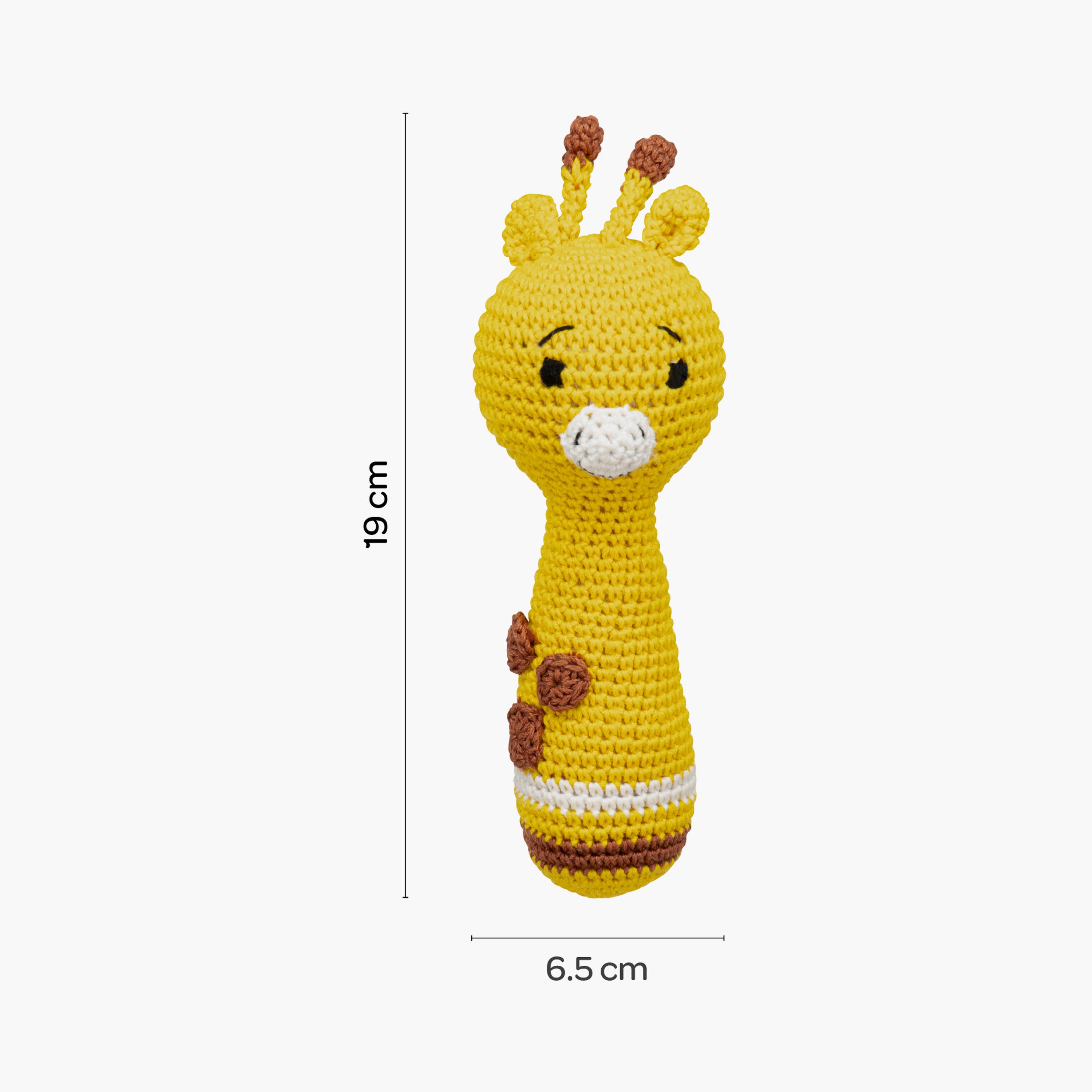 خشخيشة يدوية الصنع بحلقة كروشيه محبوكة من مون - 0 أشهر+ - زرافة-toys-babyandtoddlertoys-rattlesandteethers-image-7