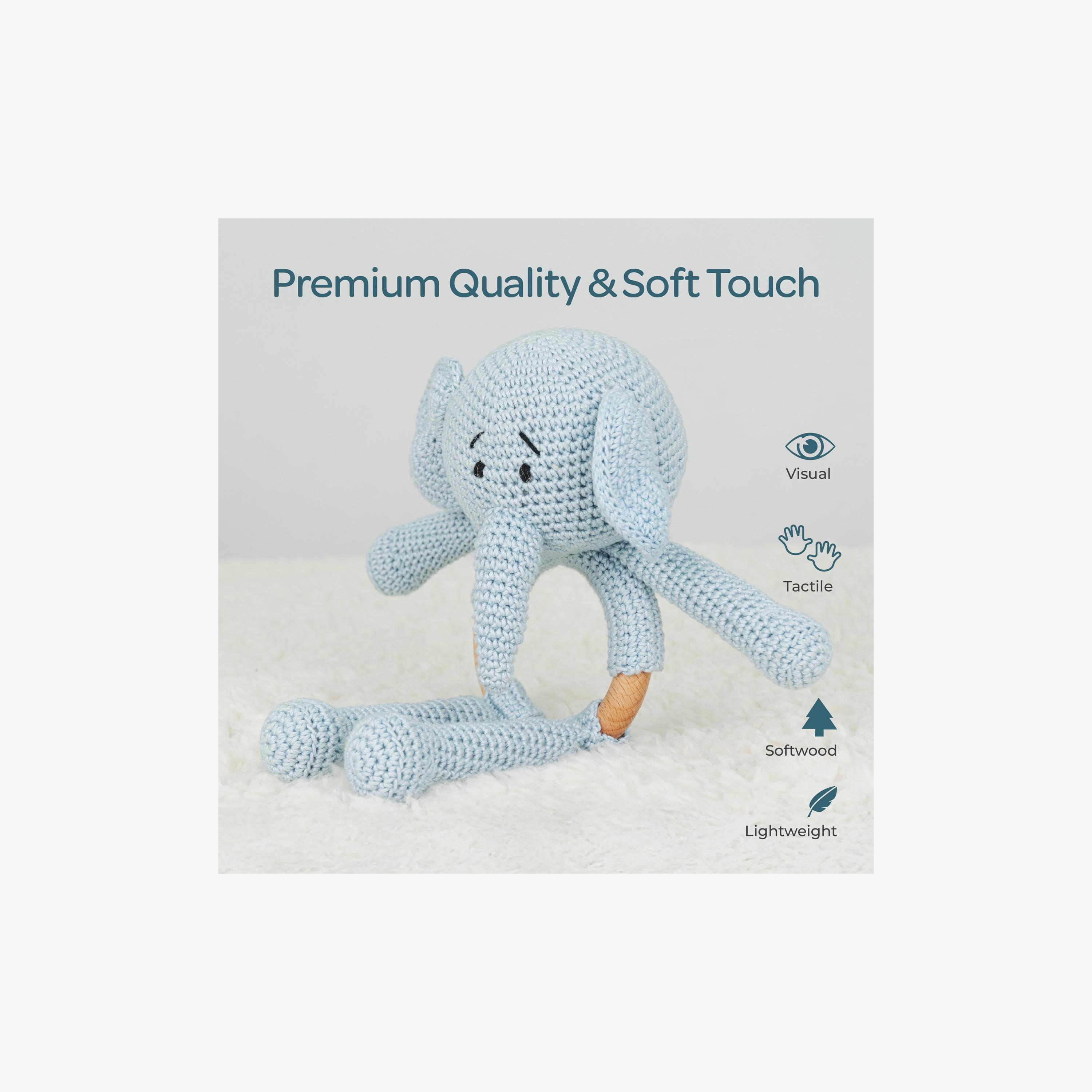 Moon Handcrafted Crochet Toy with Cuddle Ring - 0 Months+ - Elephant-toys-babyandtoddlertoys-rattlesandteethers-image-2