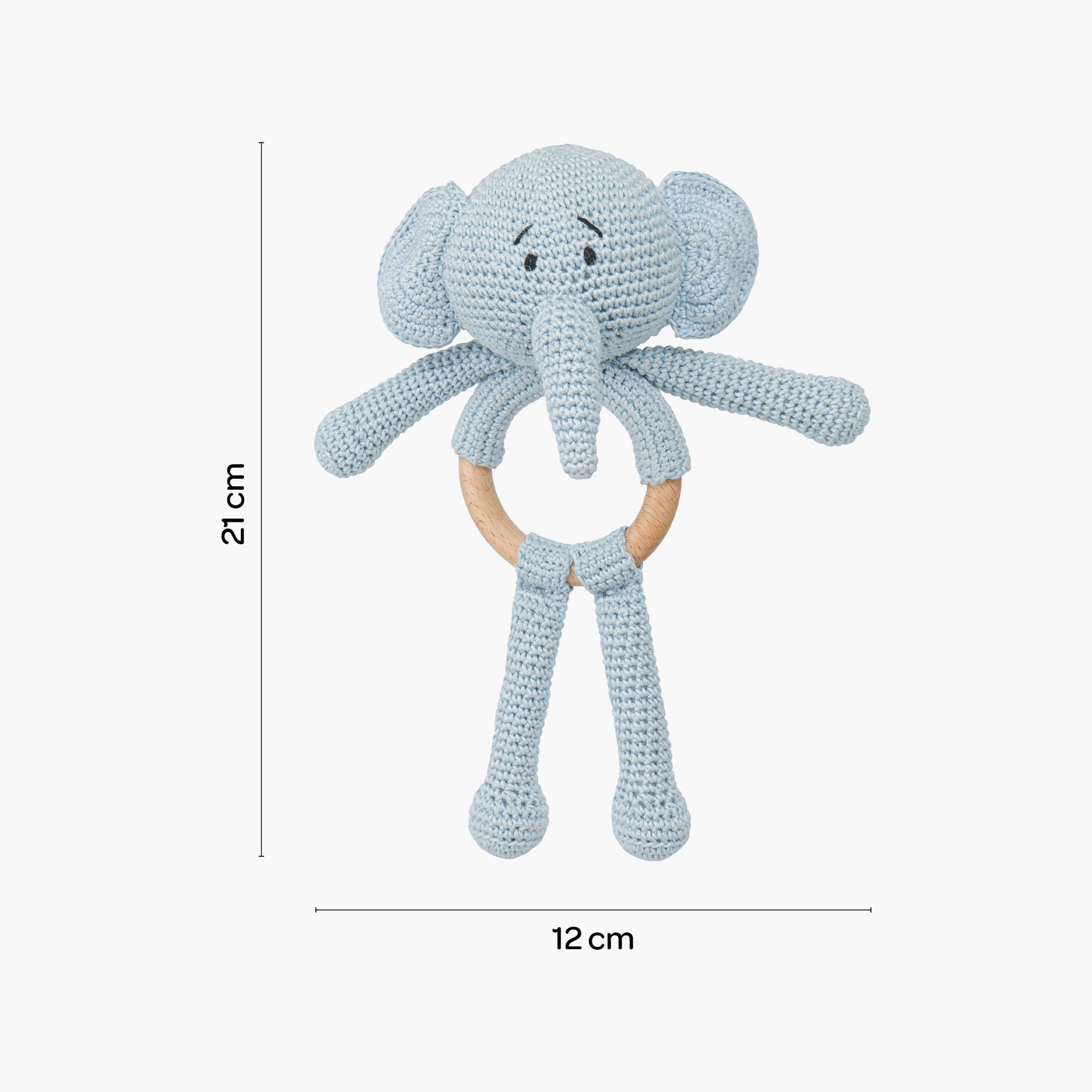 Moon Handcrafted Crochet Toy with Cuddle Ring - 0 Months+ - Elephant-toys-babyandtoddlertoys-rattlesandteethers-image-7