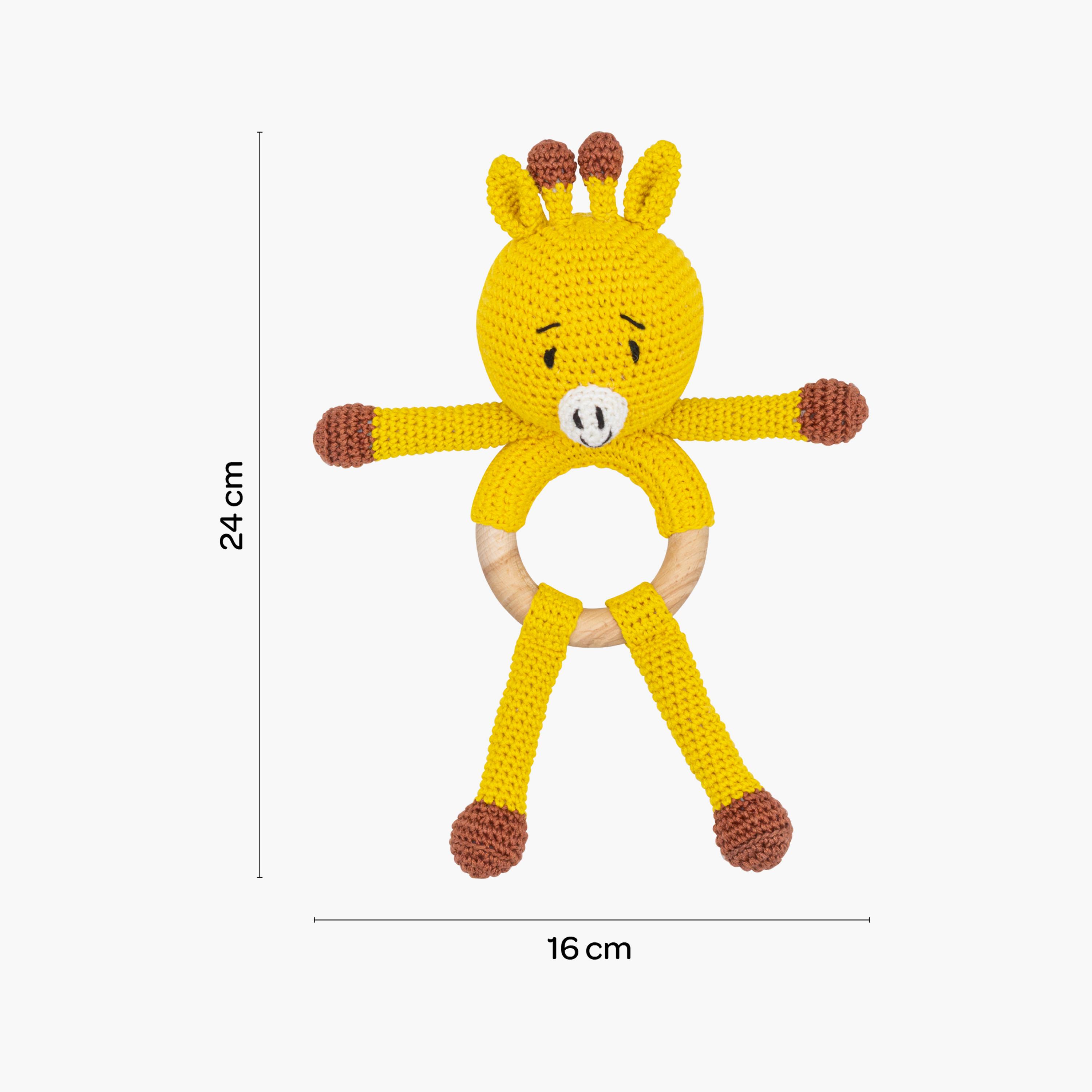 لعبة كروشيه يدوية الصنع مع حلقة للعناق من مون - 0 أشهر+ - زرافة-toys-babyandtoddlertoys-rattlesandteethers-image-1