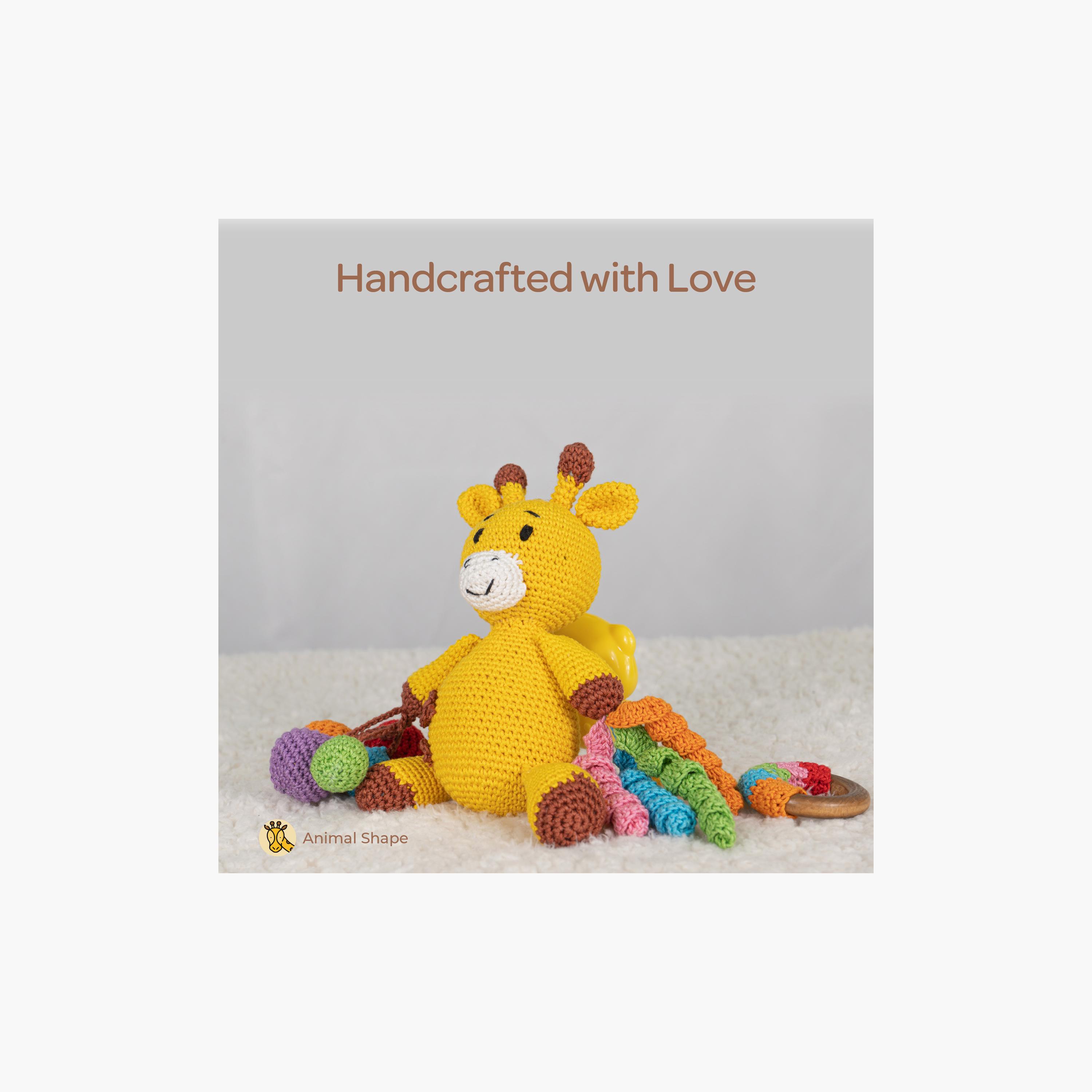 لعبة كروشيه يدوية الصنع مع حلقة وشماعة بمشبك من مون - 0 أشهر+ - زرافة-toys-babyandtoddlertoys-rattlesandteethers-image-7