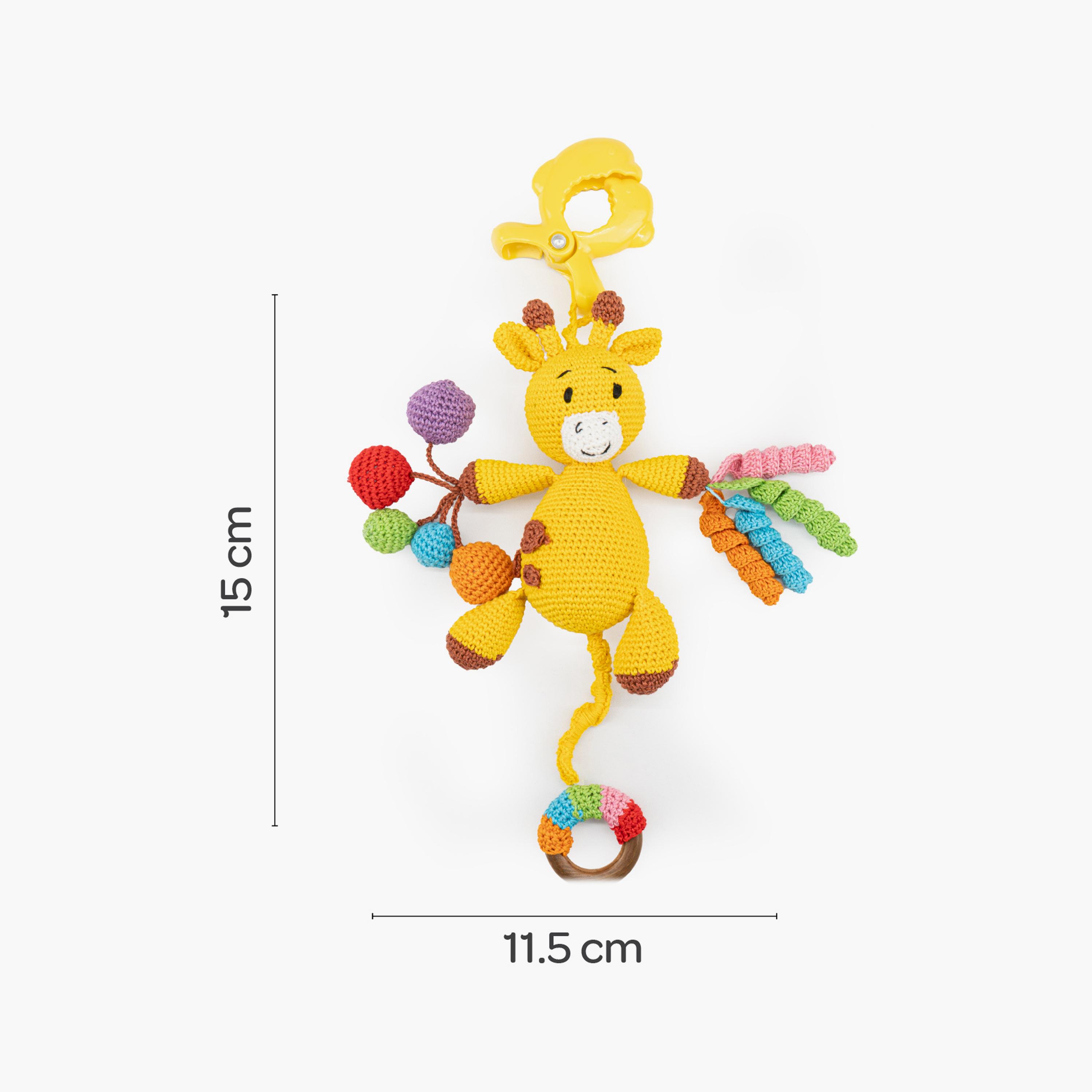 لعبة كروشيه يدوية الصنع مع حلقة وشماعة بمشبك من مون - 0 أشهر+ - زرافة-toys-babyandtoddlertoys-rattlesandteethers-image-8