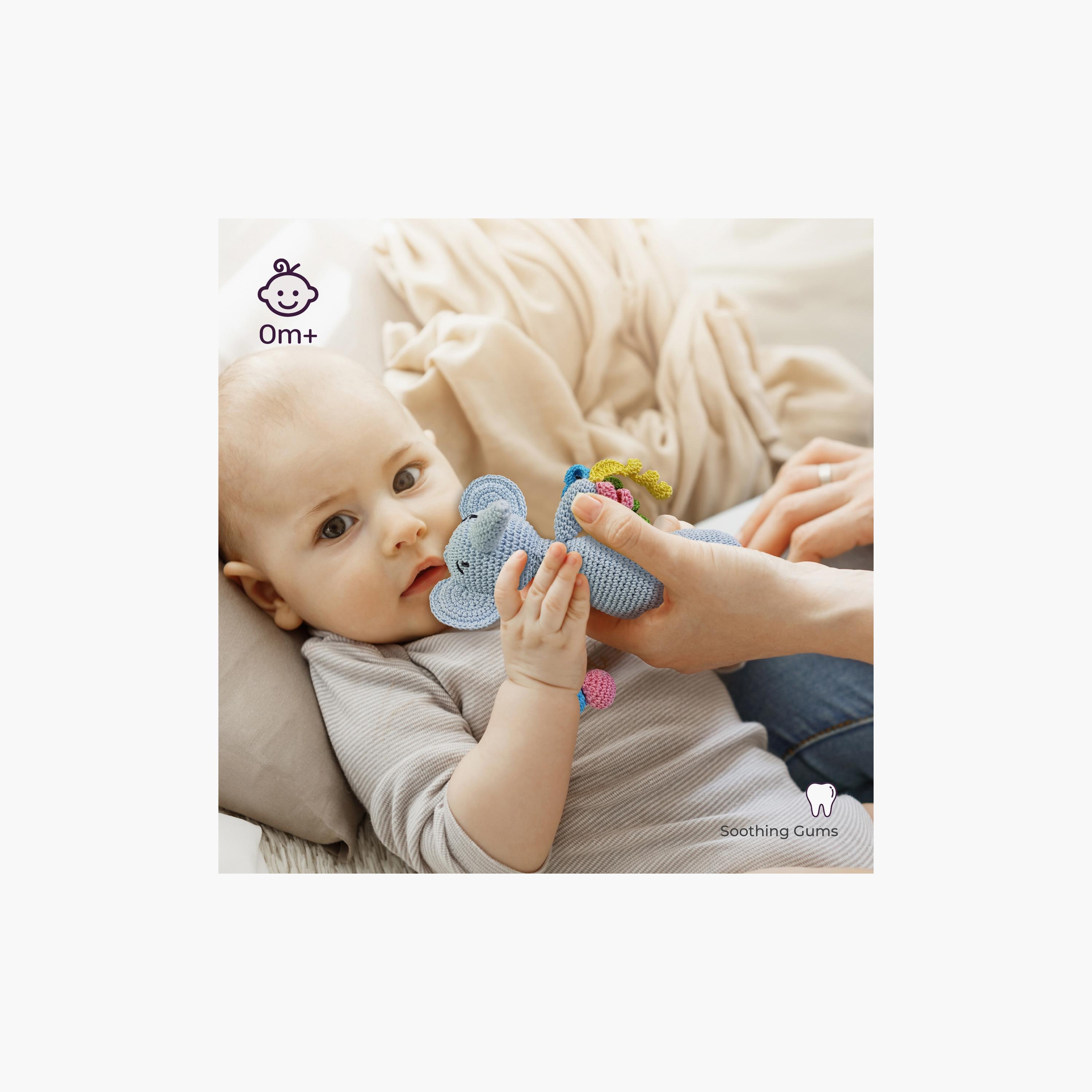 Moon Handcrafted Crochet Toy with Ring & Clip Hanger - 0 Months+ - Elephant-toys-babyandtoddlertoys-rattlesandteethers-image-3