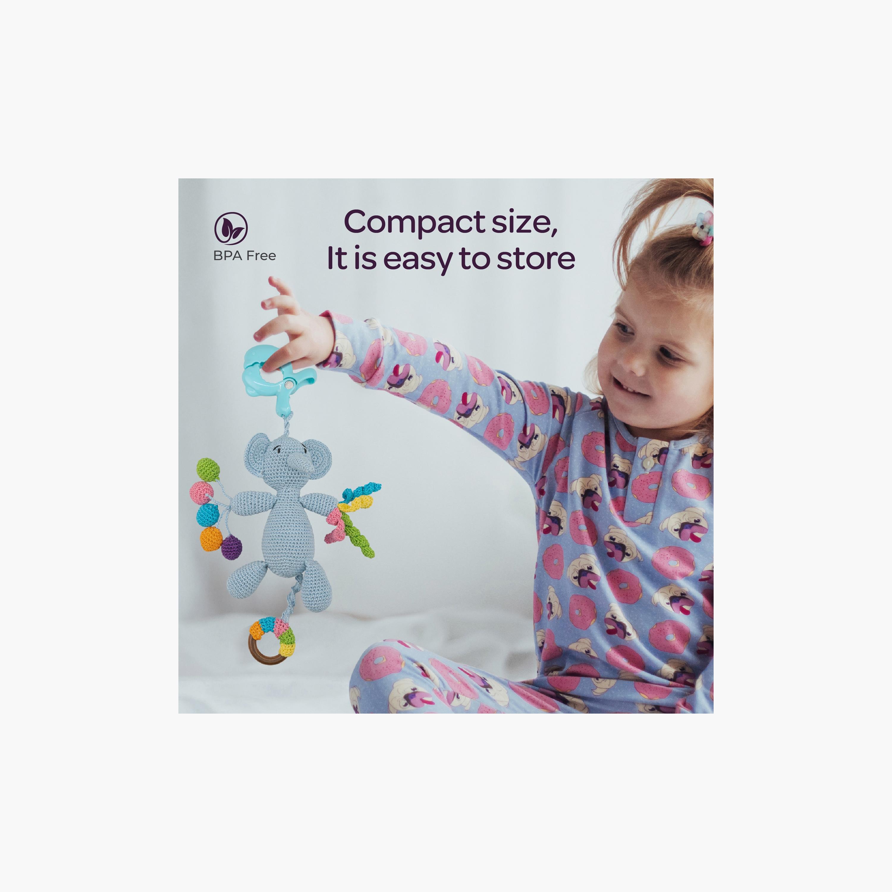 Moon Handcrafted Crochet Toy with Ring & Clip Hanger - 0 Months+ - Elephant-toys-babyandtoddlertoys-rattlesandteethers-image-6