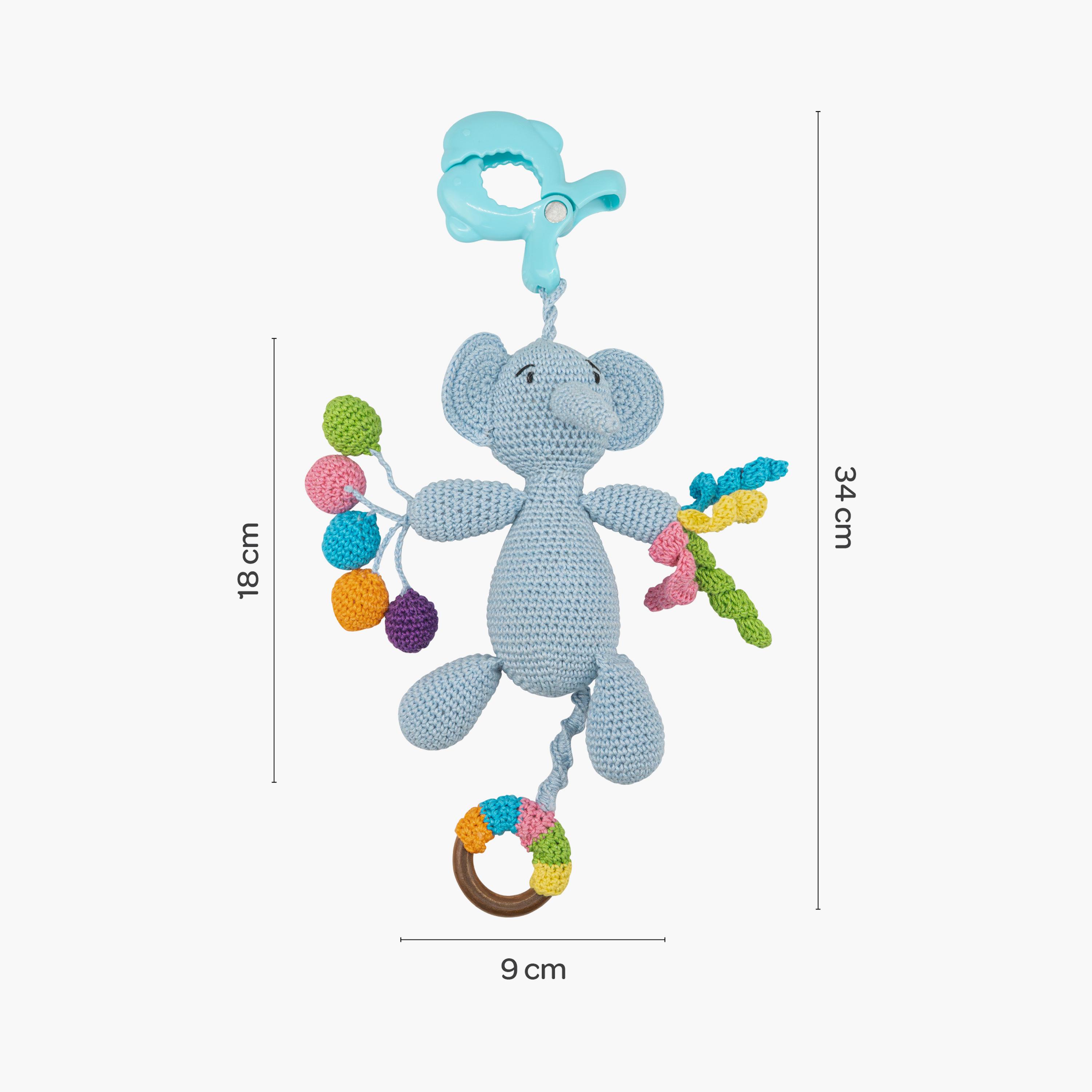 Moon Handcrafted Crochet Toy with Ring & Clip Hanger - 0 Months+ - Elephant-toys-babyandtoddlertoys-rattlesandteethers-image-9