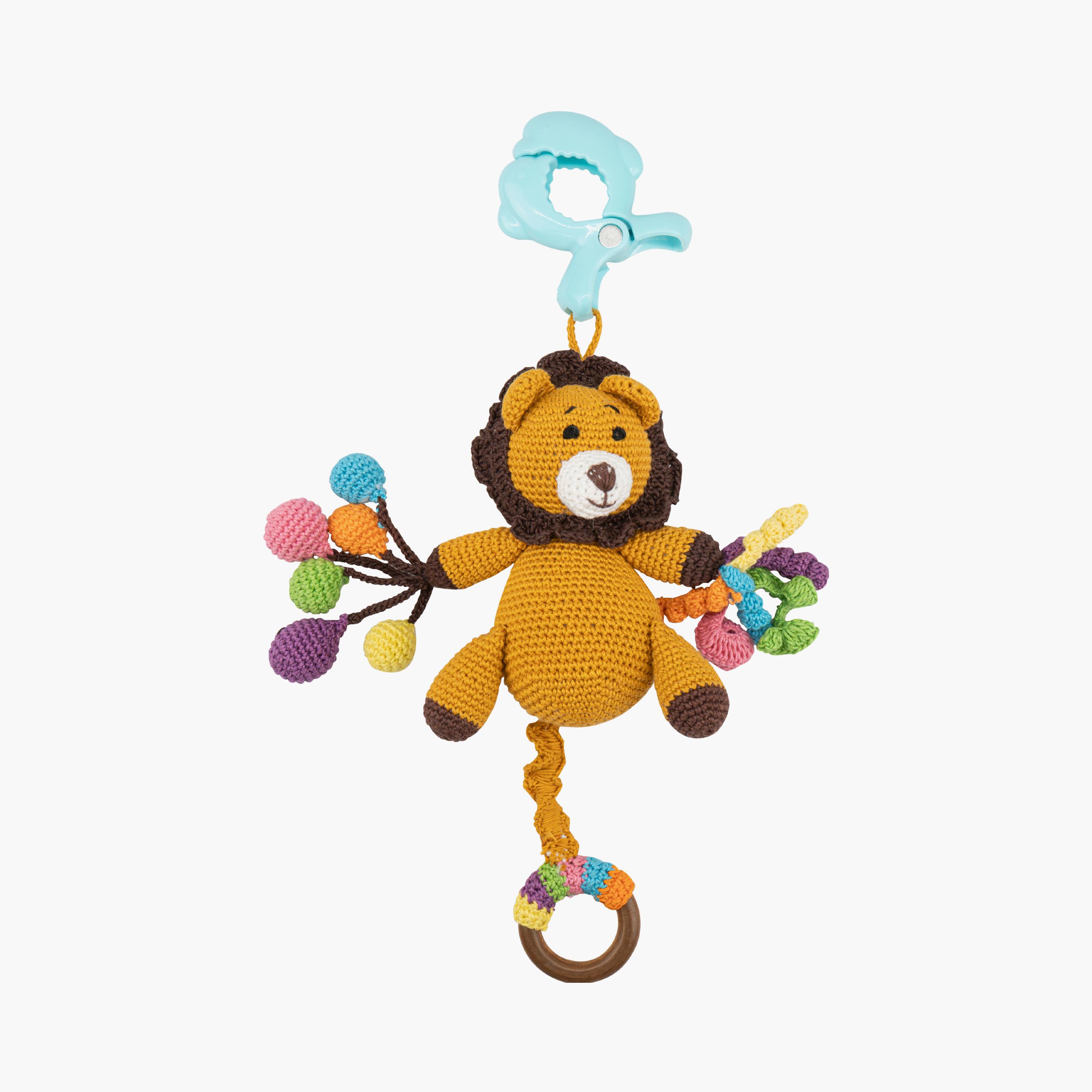لعبة كروشيه يدوية الصنع مع حلقة وشماعة بمشبك من مون - 0 أشهر+ - نمر-toys-babyandtoddlertoys-rattlesandteethers-image-1