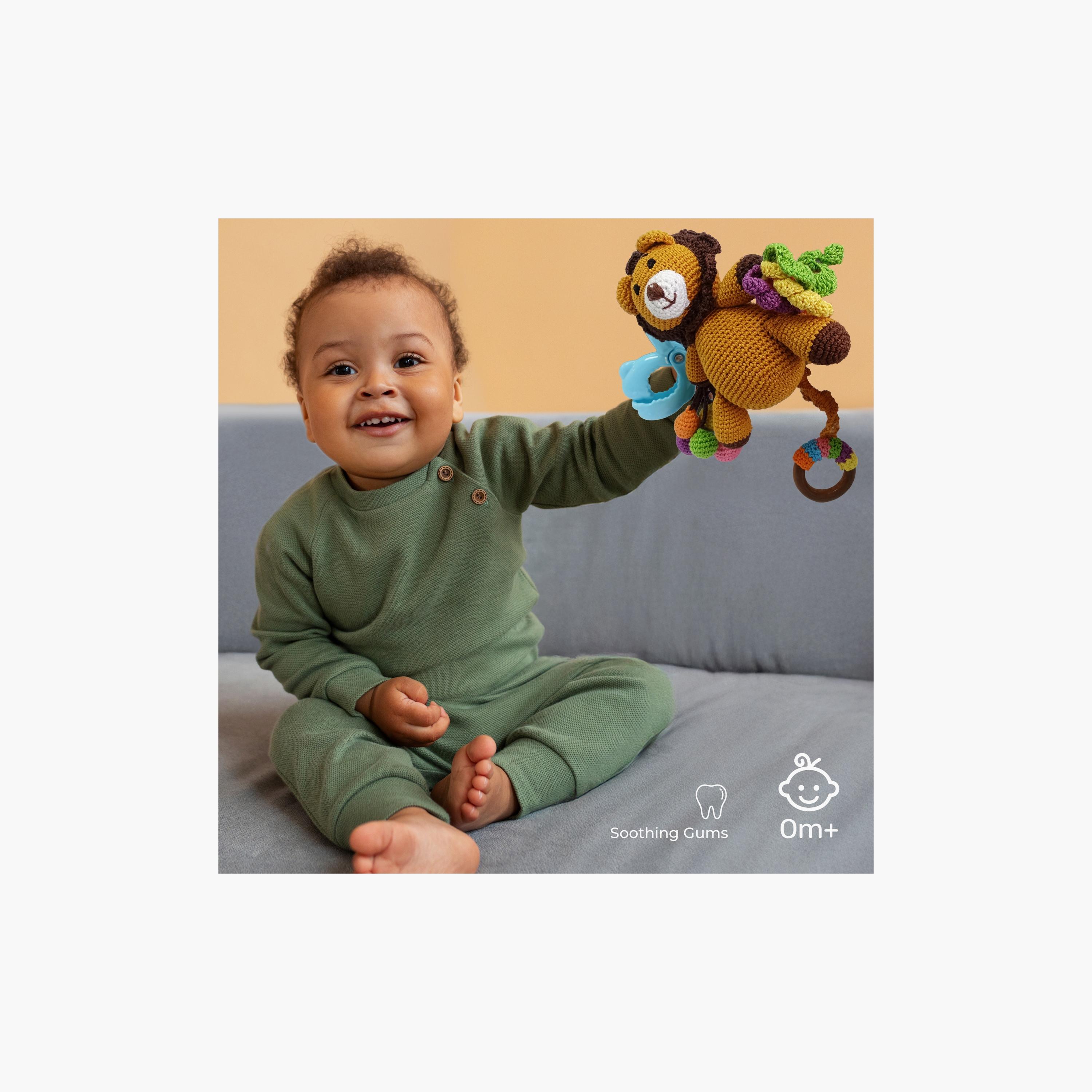لعبة كروشيه يدوية الصنع مع حلقة وشماعة بمشبك من مون - 0 أشهر+ - نمر-toys-babyandtoddlertoys-rattlesandteethers-image-3