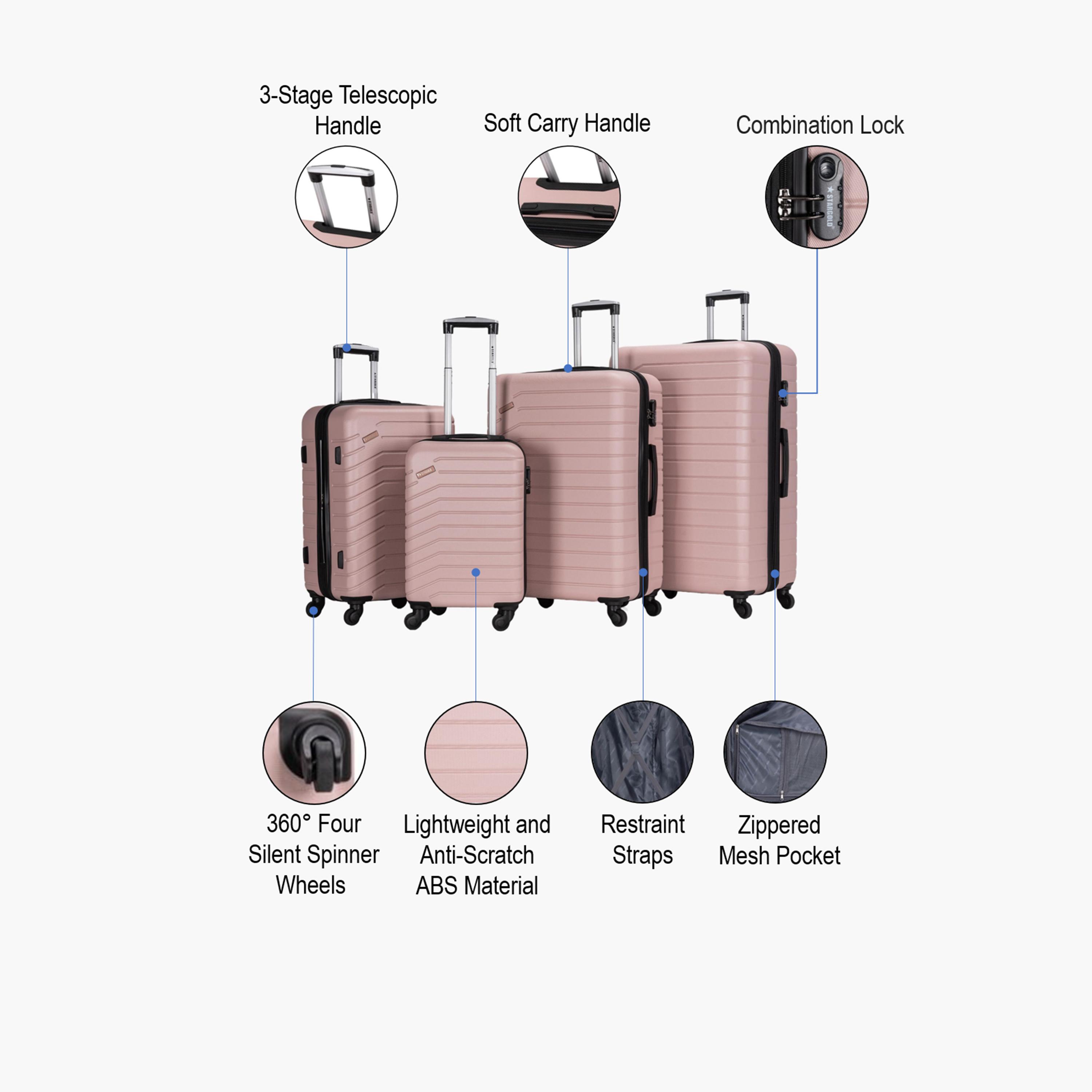 Stargold Set of 4 ABS Hard Sided 4-Wheeler Spinner Trolley Bag with Combination Lock-travel-luggagesandbags-luggage-image-2