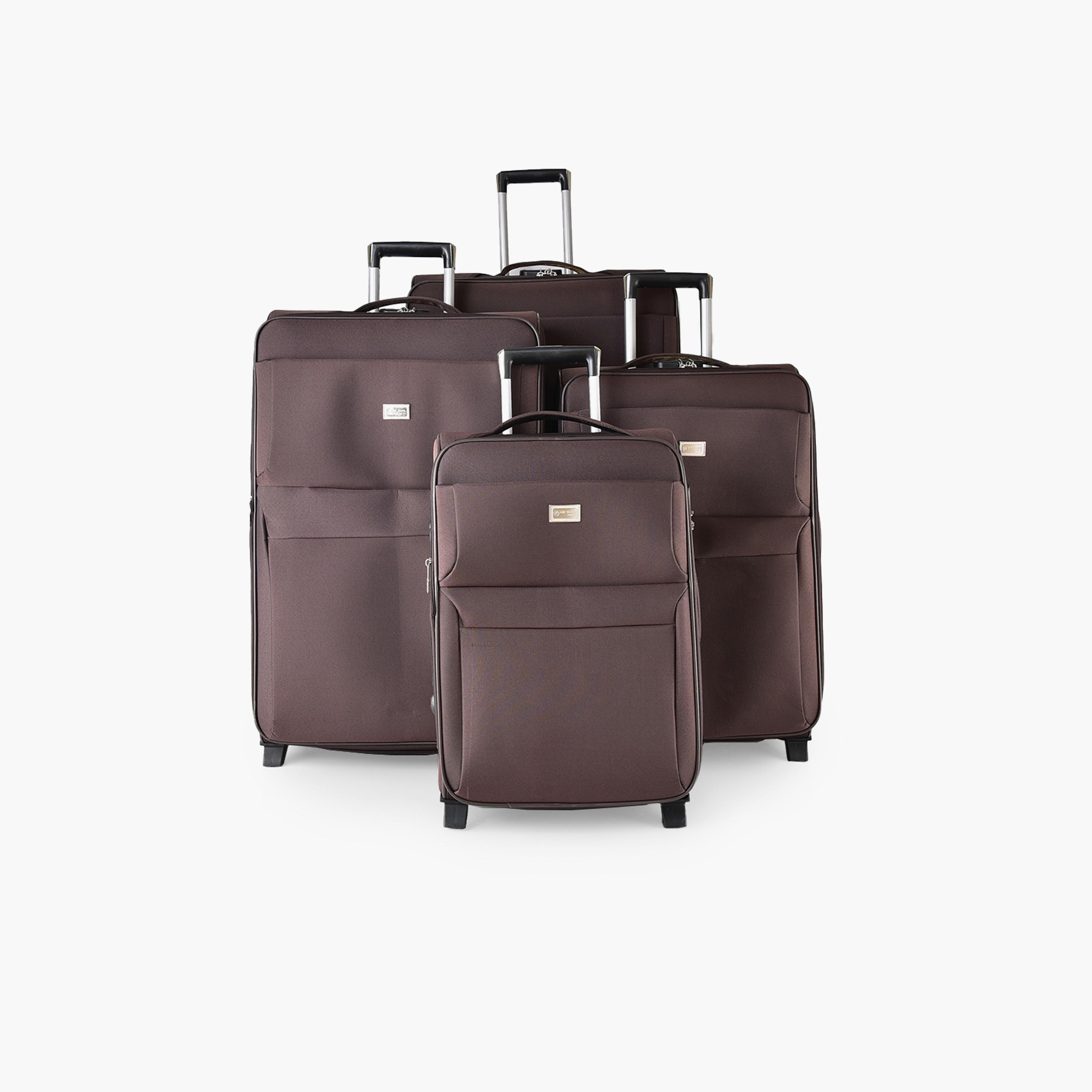 New Travel Set of 4 Polyester Soft Sided 2-Wheeler Inline Trolley Bag with Combination Lock-travel-luggagesandbags-luggage-image-1