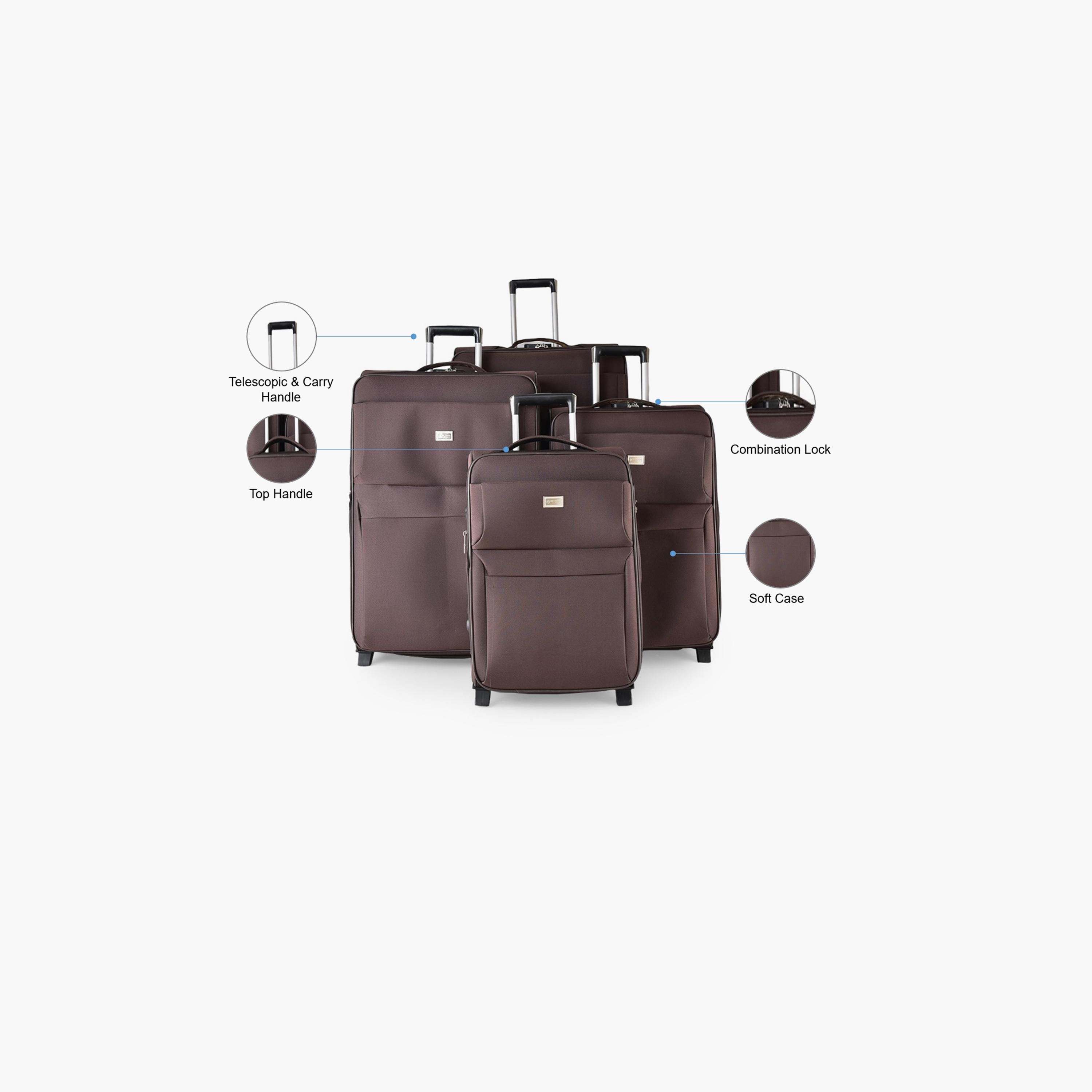 New Travel Set of 4 Polyester Soft Sided 2-Wheeler Inline Trolley Bag with Combination Lock-travel-luggagesandbags-luggage-image-2