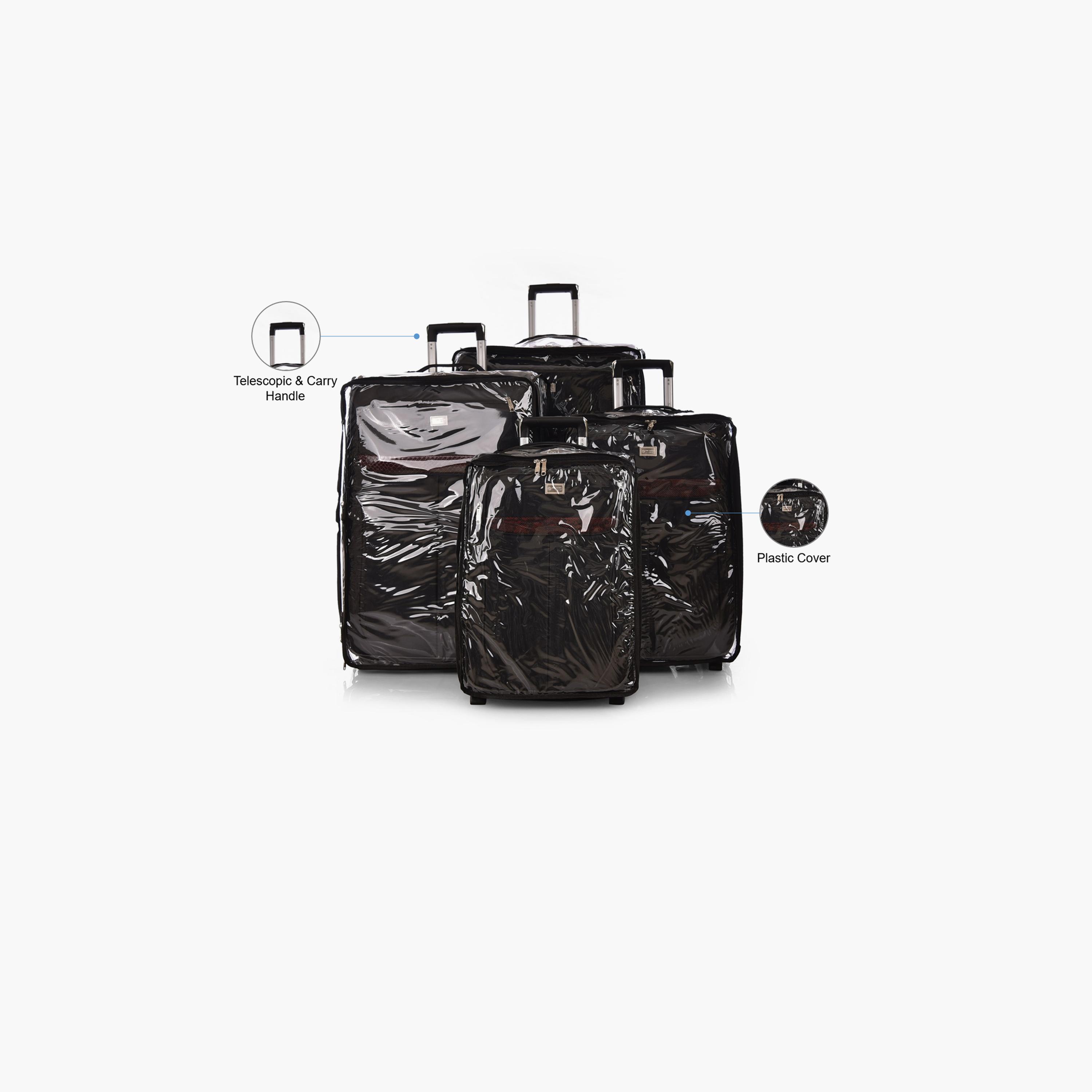 New Travel Set of 4 Polyester Soft Sided 2-Wheeler Inline Trolley Bag with Combination Lock-travel-luggagesandbags-luggage-image-2