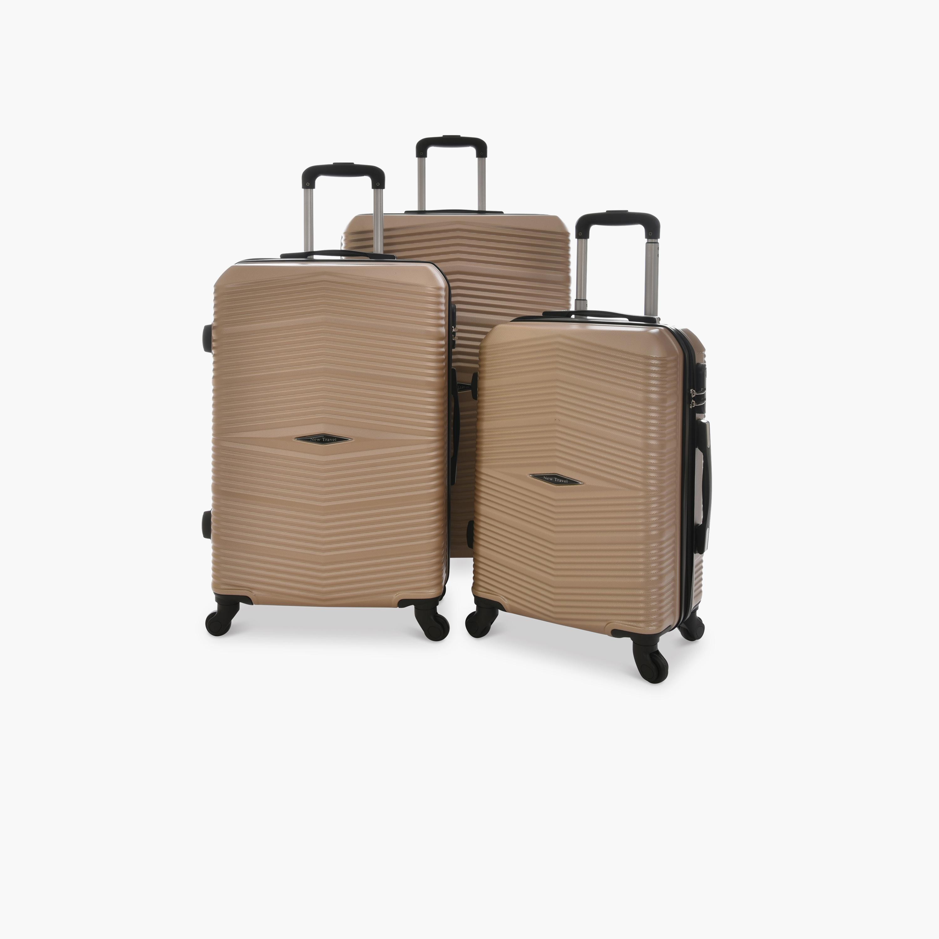 New Travel Set of 3 ABS Hard Sided 4-Wheeler Spinner Trolley Bag with Combination Lock-travel-luggagesandbags-luggage-image-1