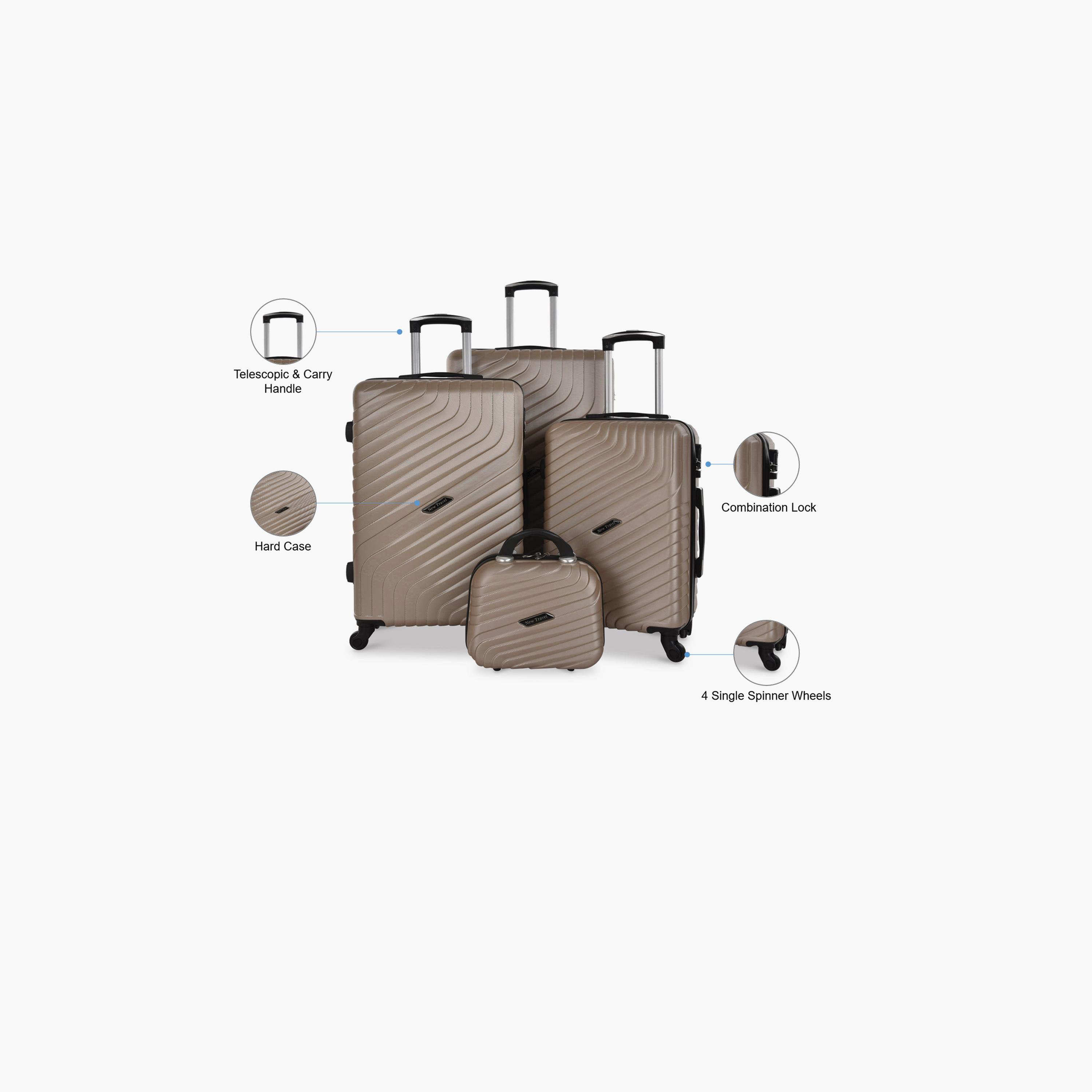 New Travel Set of 4 ABS Hard Sided 4-Wheeler Spinner Trolley Bag with Combination Lock-travel-luggagesandbags-luggage-image-2