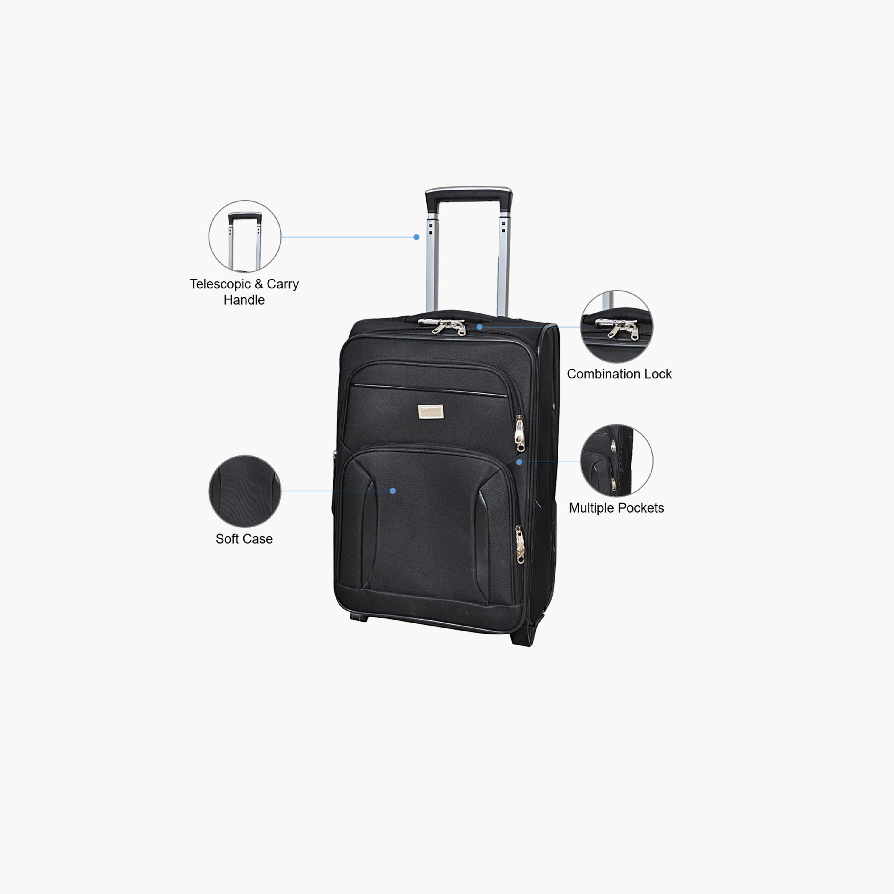 New Travel 55 CM Small Cabin Polyester Blend Soft Sided 2-Wheeler Inline Trolley Bag with Combination Lock-travel-luggagesandbags-luggage-image-3