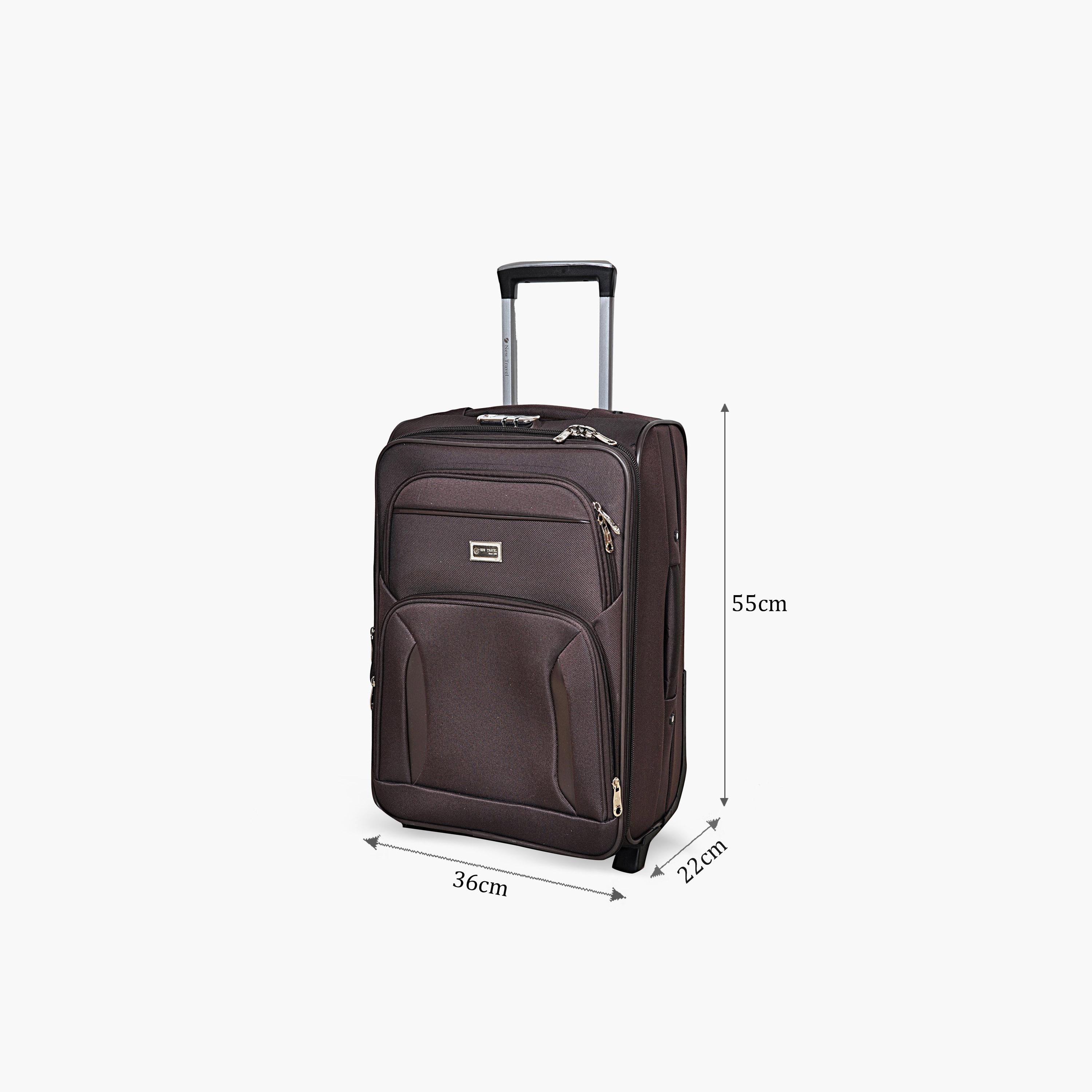 New Travel 55 CM Small Cabin Polyester Blend Soft Sided 2-Wheeler Inline Trolley Bag with Combination Lock-travel-luggagesandbags-luggage-image-2