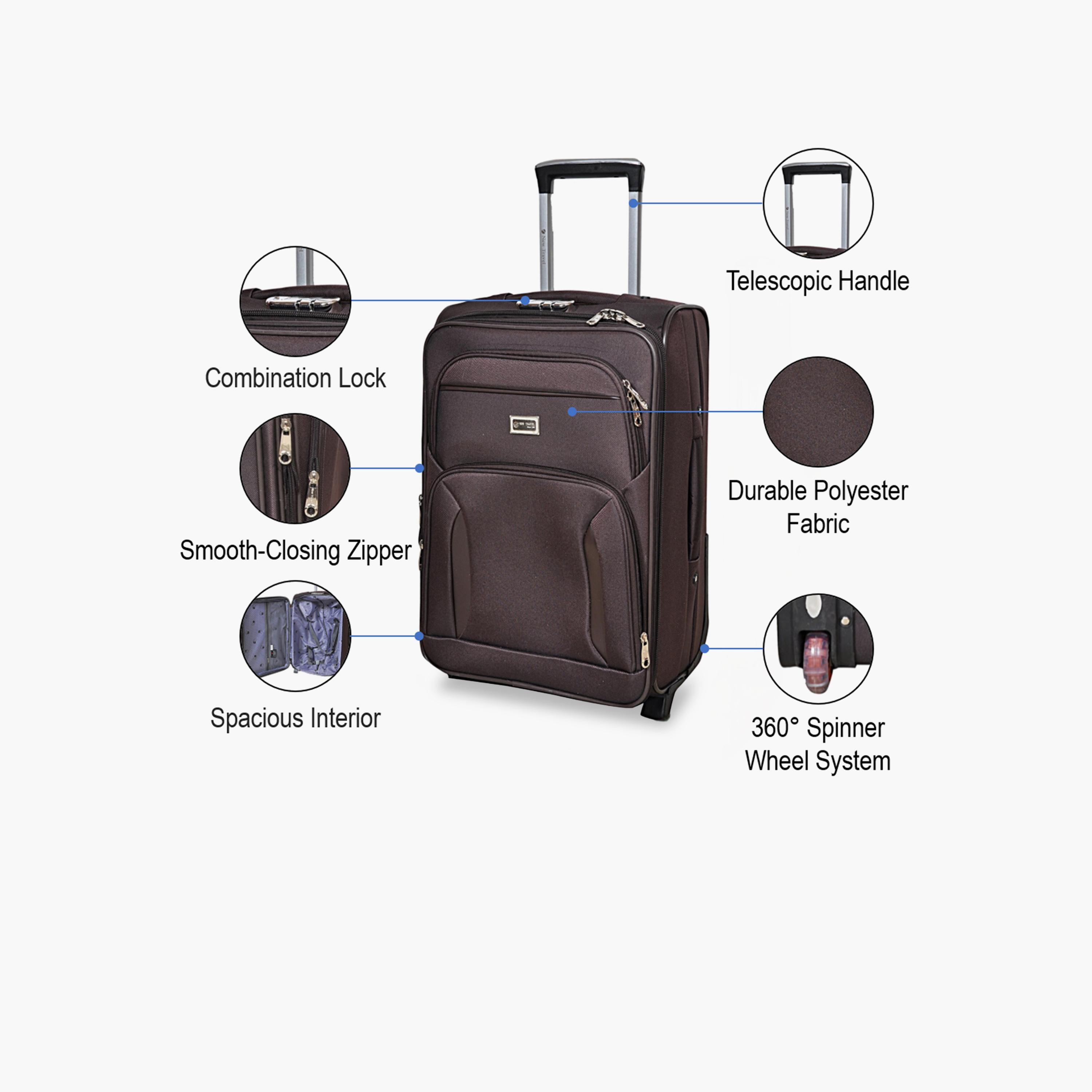 New Travel 55 CM Small Cabin Polyester Blend Soft Sided 2-Wheeler Inline Trolley Bag with Combination Lock-travel-luggagesandbags-luggage-image-3