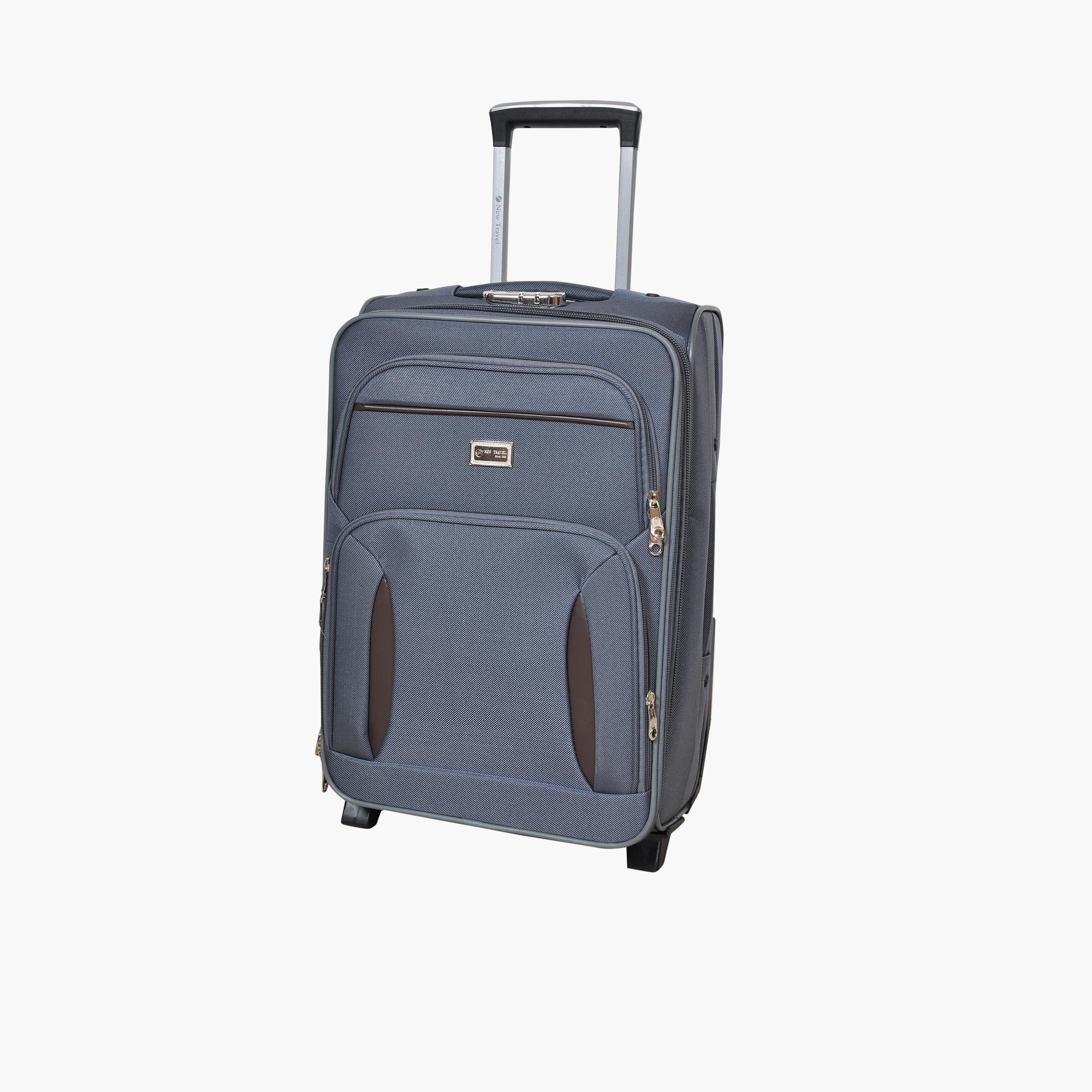 New Travel 55 CM Small Cabin Polyester Blend Soft Sided 2-Wheeler Inline Trolley Bag with Combination Lock-travel-luggagesandbags-luggage-image-1