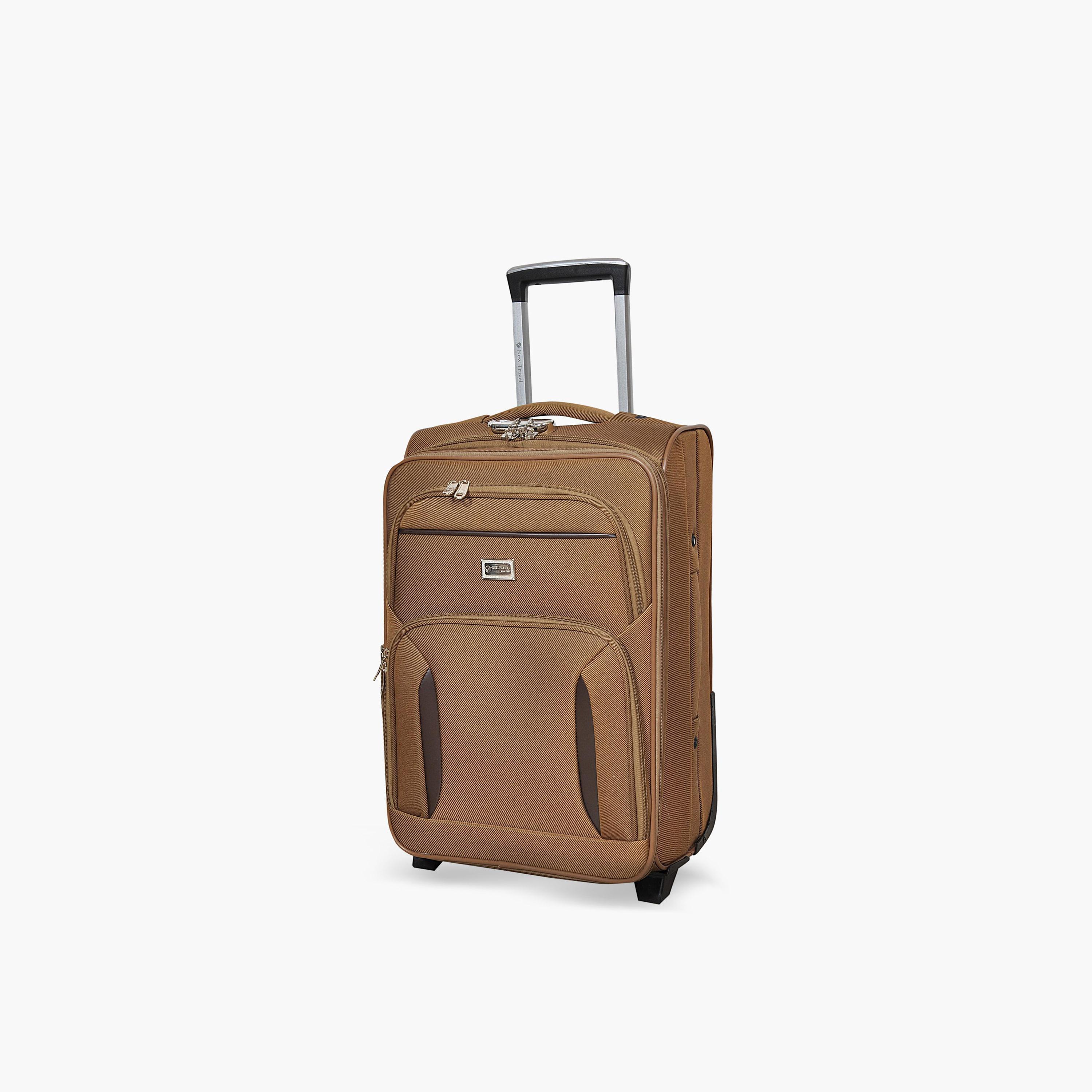 New Travel 55 CM Small Cabin Polyester Blend Soft Sided 2-Wheeler Inline Trolley Bag with Combination Lock-travel-luggagesandbags-luggage-image-1