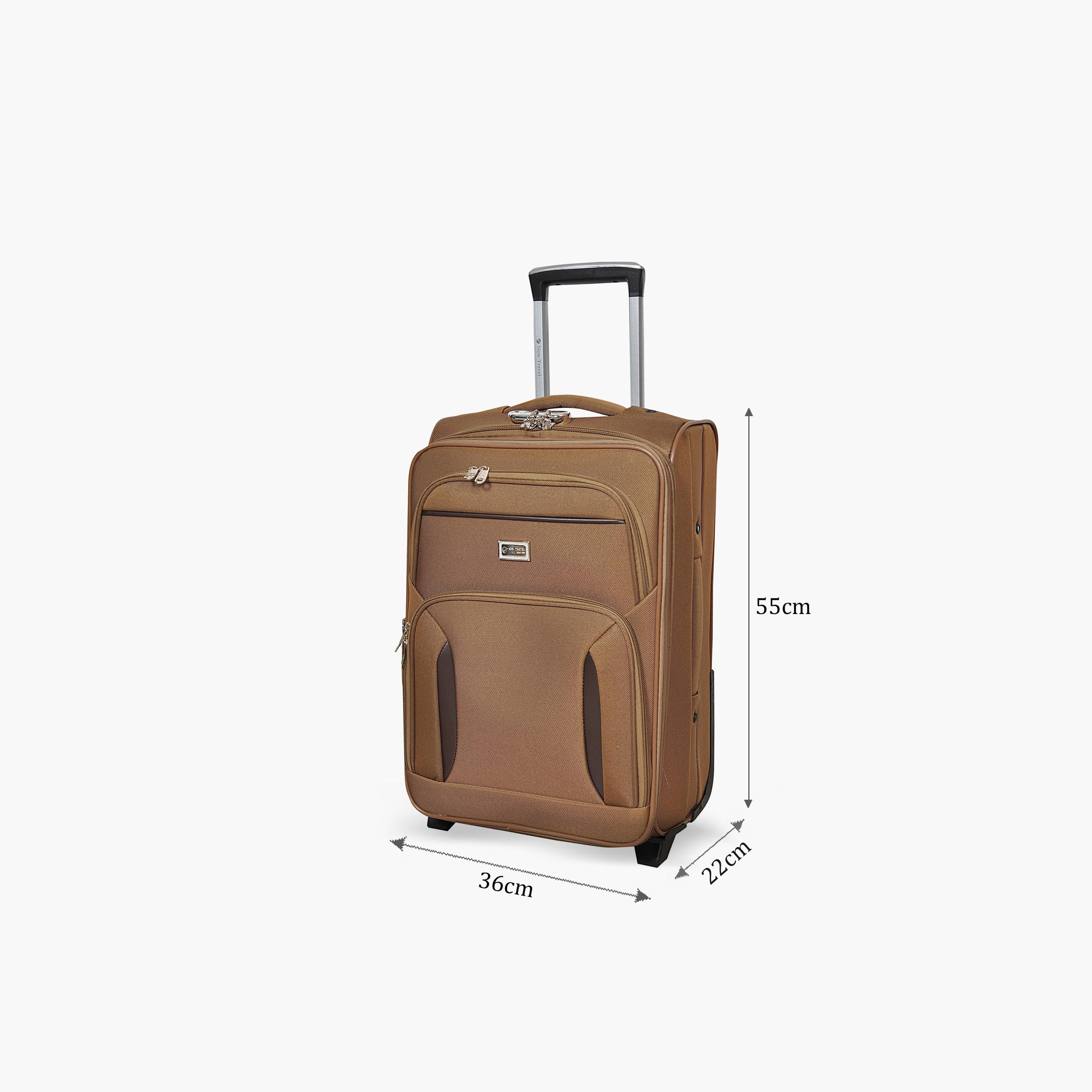 New Travel 55 CM Small Cabin Polyester Blend Soft Sided 2-Wheeler Inline Trolley Bag with Combination Lock-travel-luggagesandbags-luggage-image-2