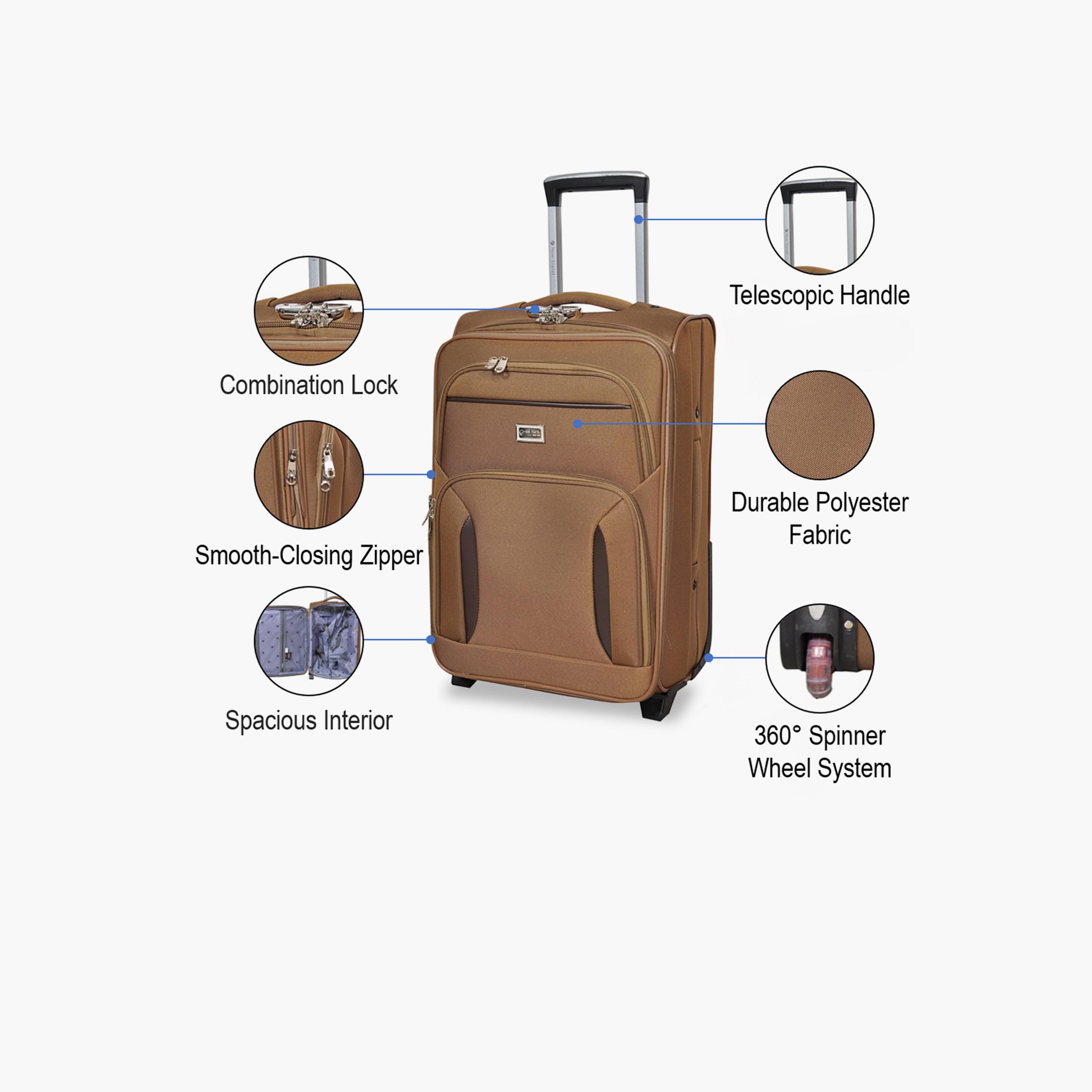 New Travel 55 CM Small Cabin Polyester Blend Soft Sided 2-Wheeler Inline Trolley Bag with Combination Lock-travel-luggagesandbags-luggage-image-3