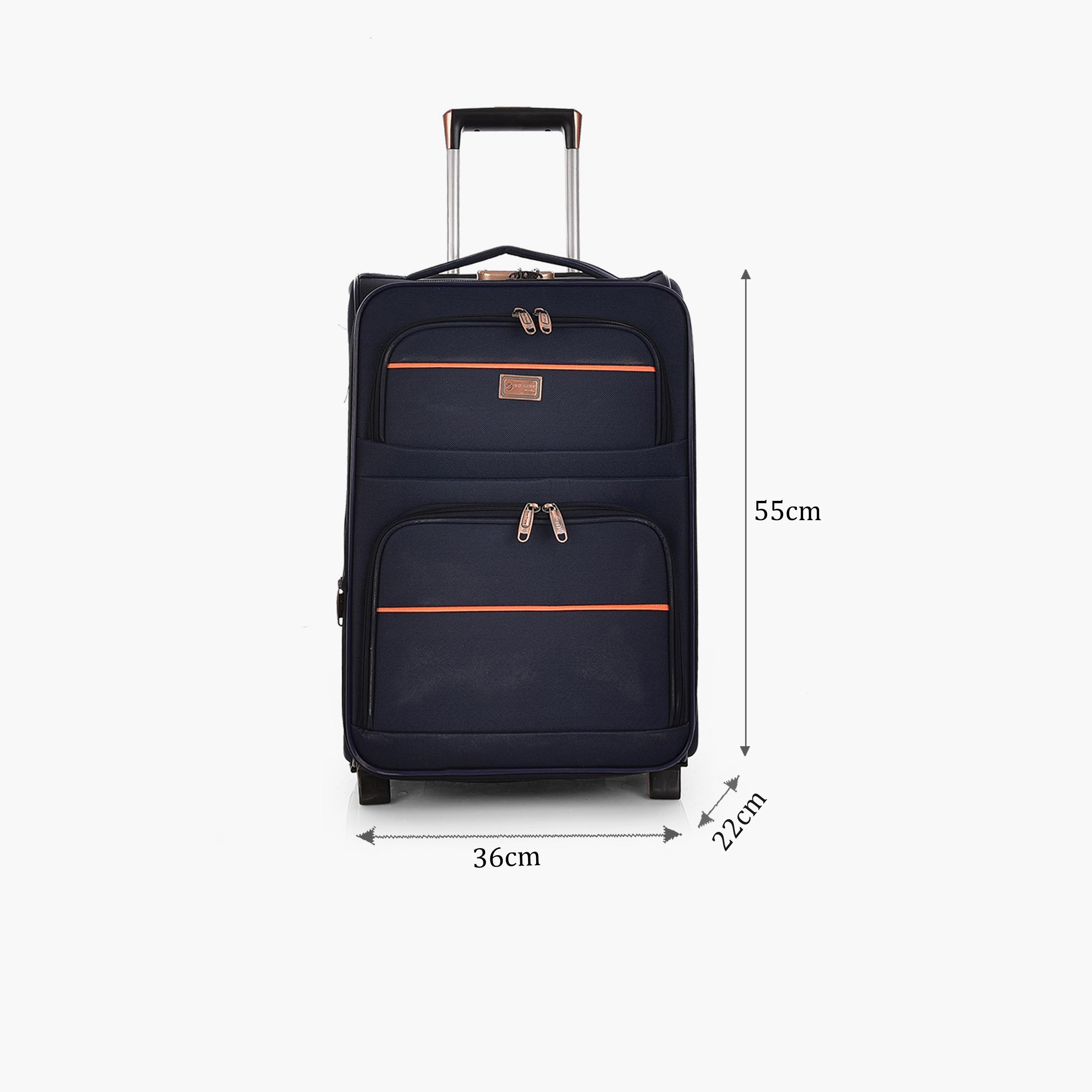 New Travel 55 CM Small Cabin Polyester Blend Soft Sided 2-Wheeler Inline Trolley Bag with Combination Lock-travel-luggagesandbags-luggage-image-2