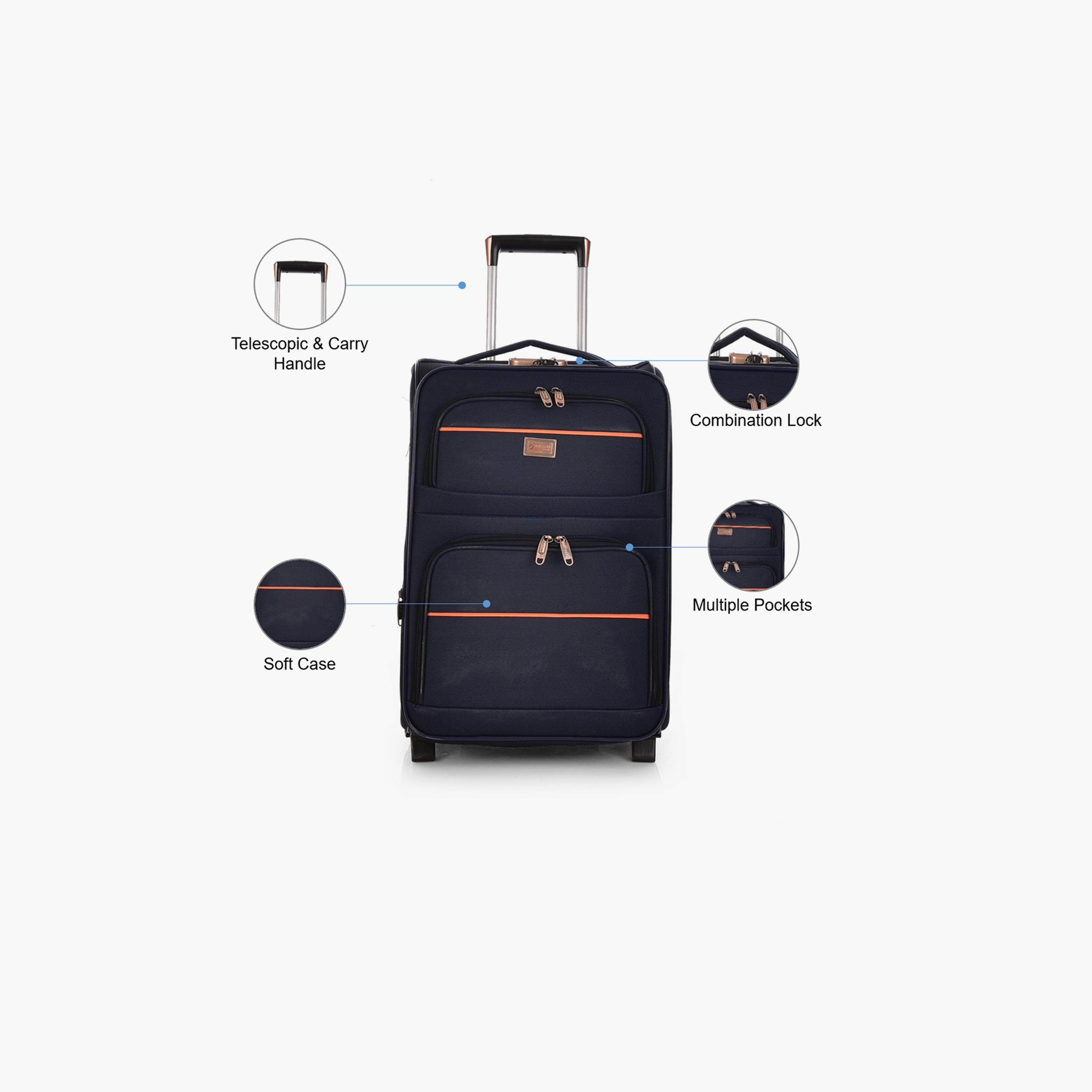New Travel 55 CM Small Cabin Polyester Blend Soft Sided 2-Wheeler Inline Trolley Bag with Combination Lock-travel-luggagesandbags-luggage-image-3