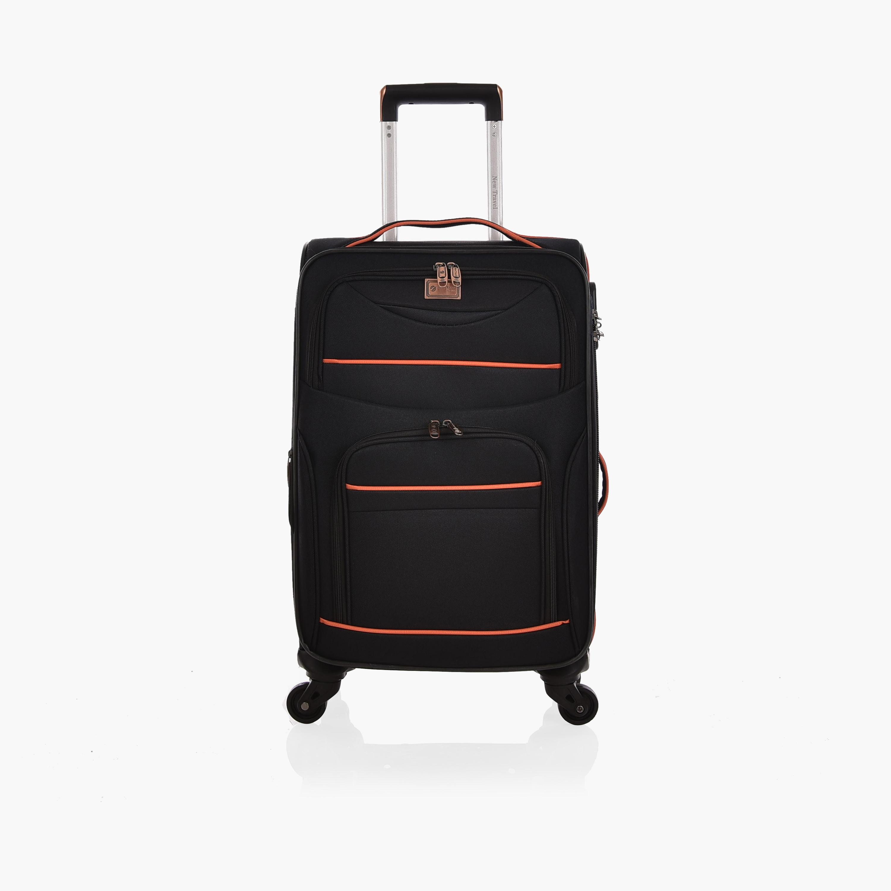 New Travel 55 CM Small Cabin Polyester Blend Soft Sided 4-Wheeler Spinner Trolley Bag with Combination Lock-travel-luggagesandbags-luggage-image-1